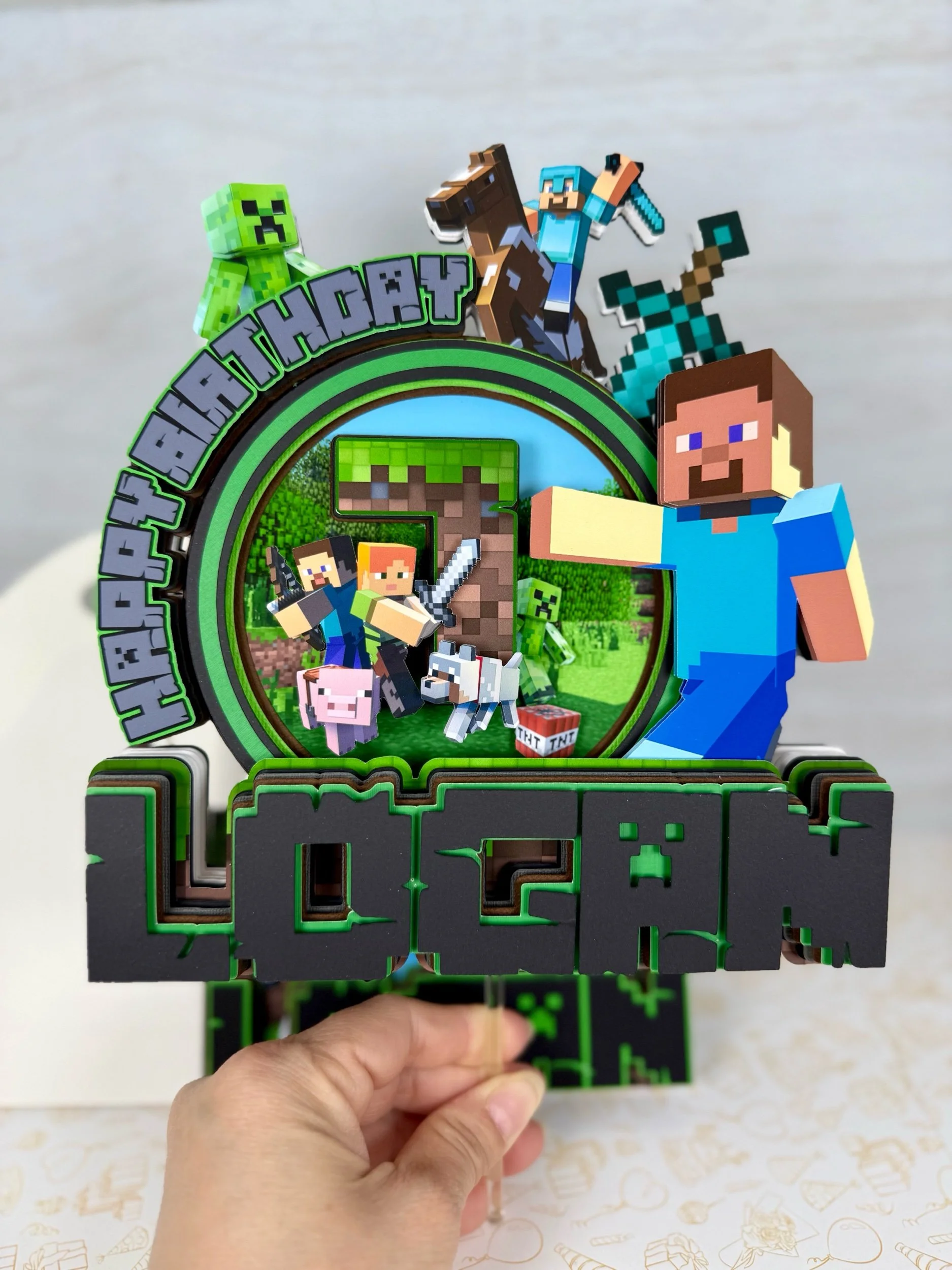 Personalized Miner Cake Topper
