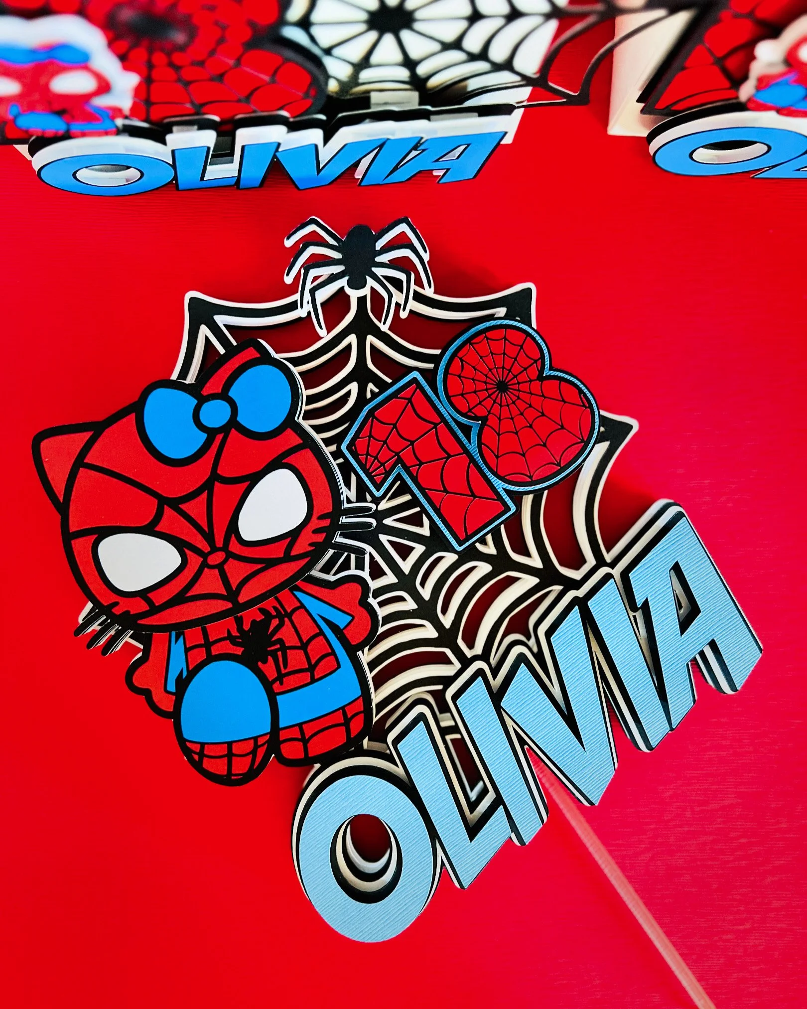Personalized Spider Kitty Cake Topper