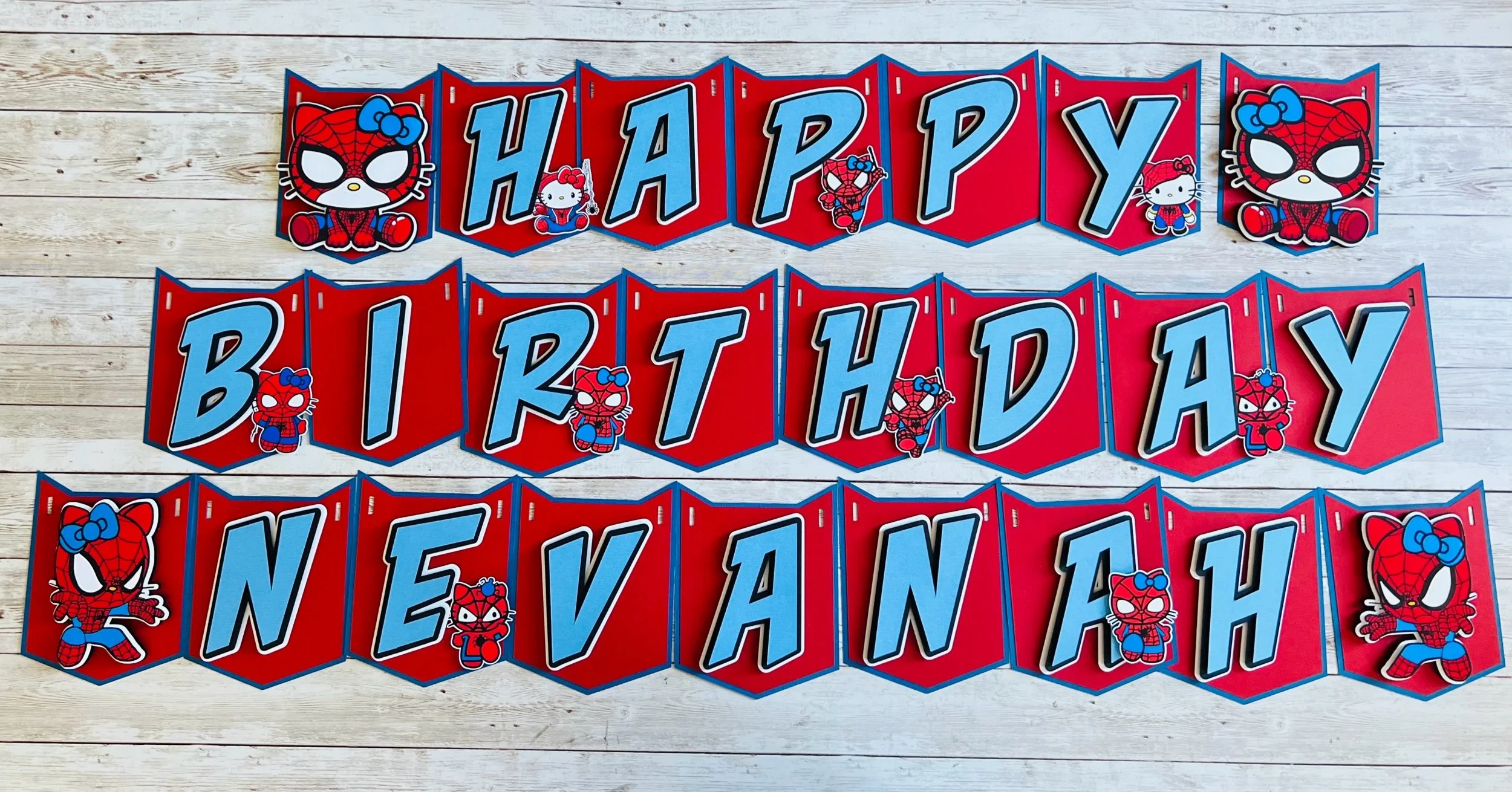 Personalized Spider Kitty Birthday Banner
