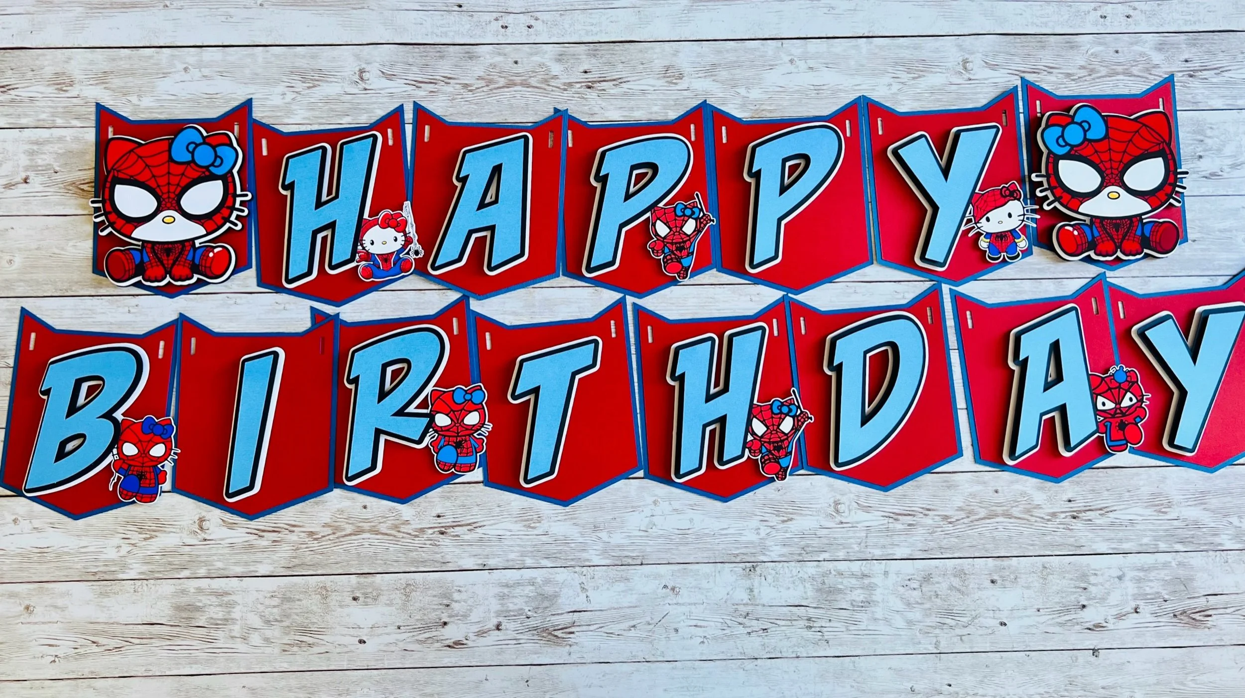 hello kitty Spiderman birthday banner