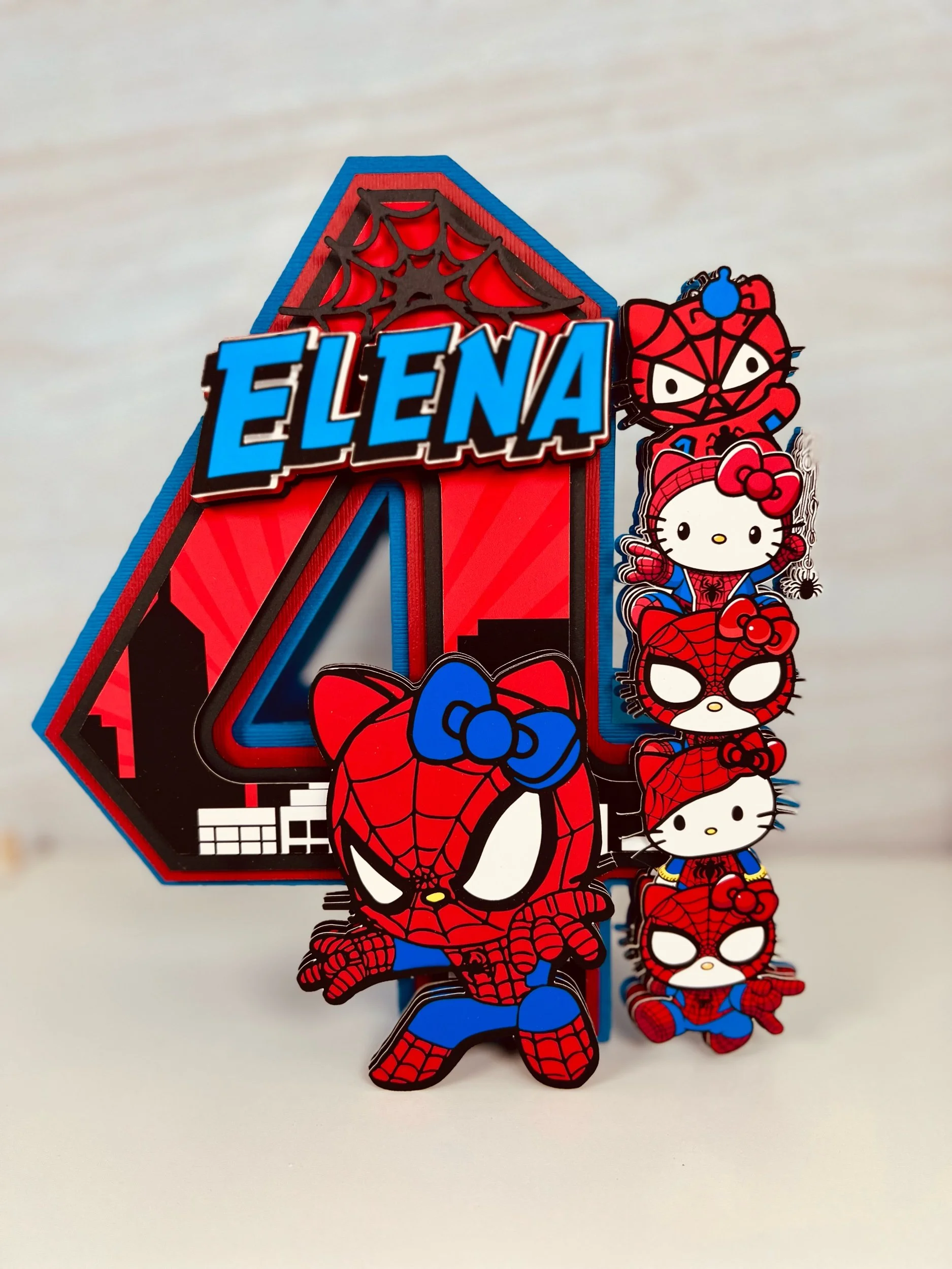 hello kitty spiderman 3d numbers