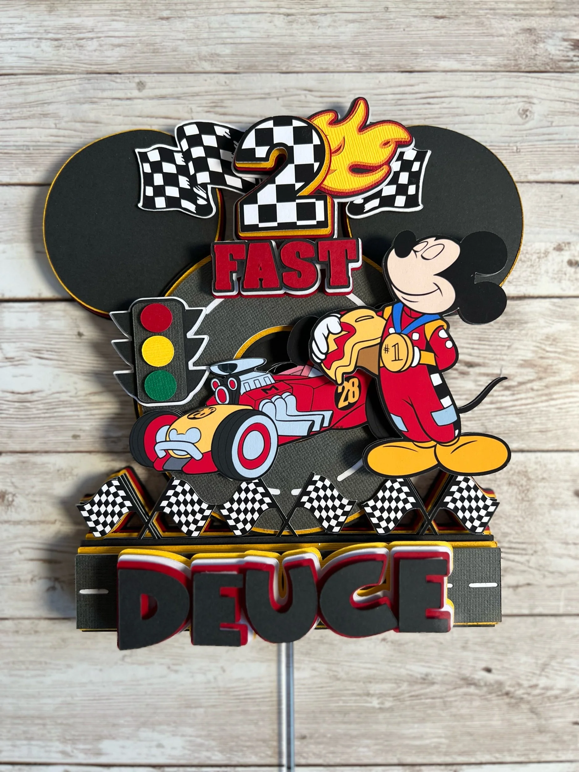 mickey mouse roadster cake topper