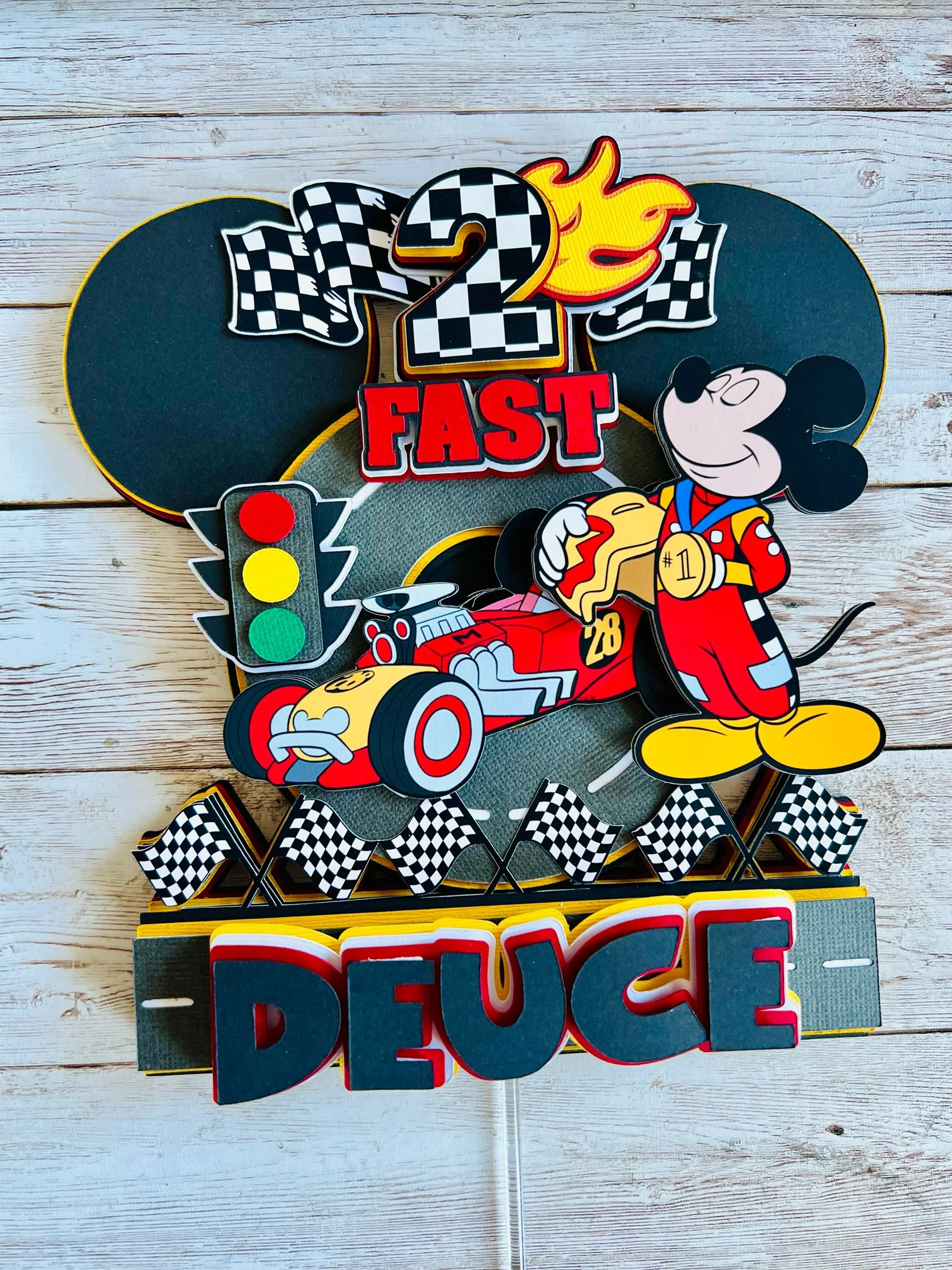 mickey and the roadsters cake topper