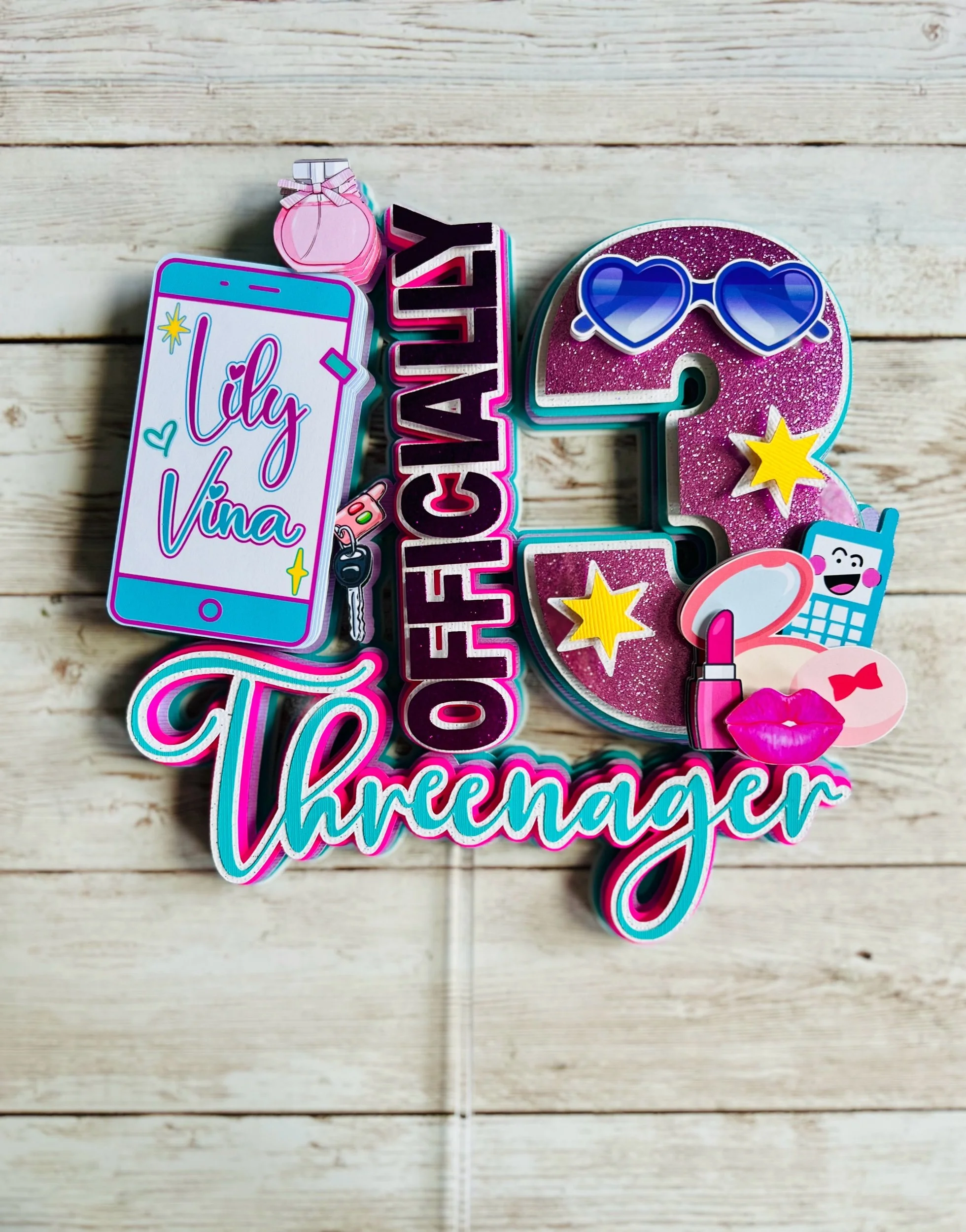 threenager cake topper