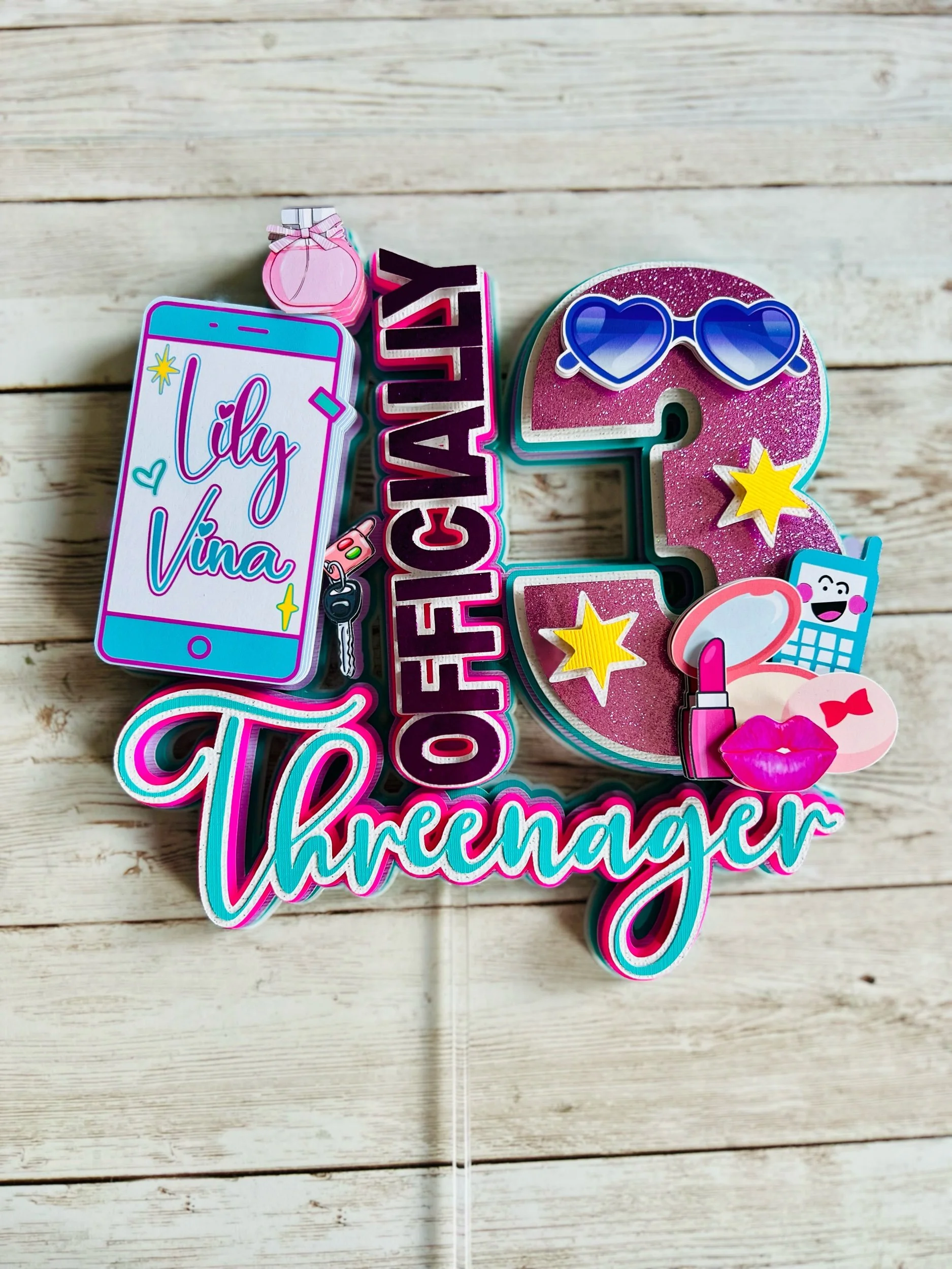 threenager cake topper