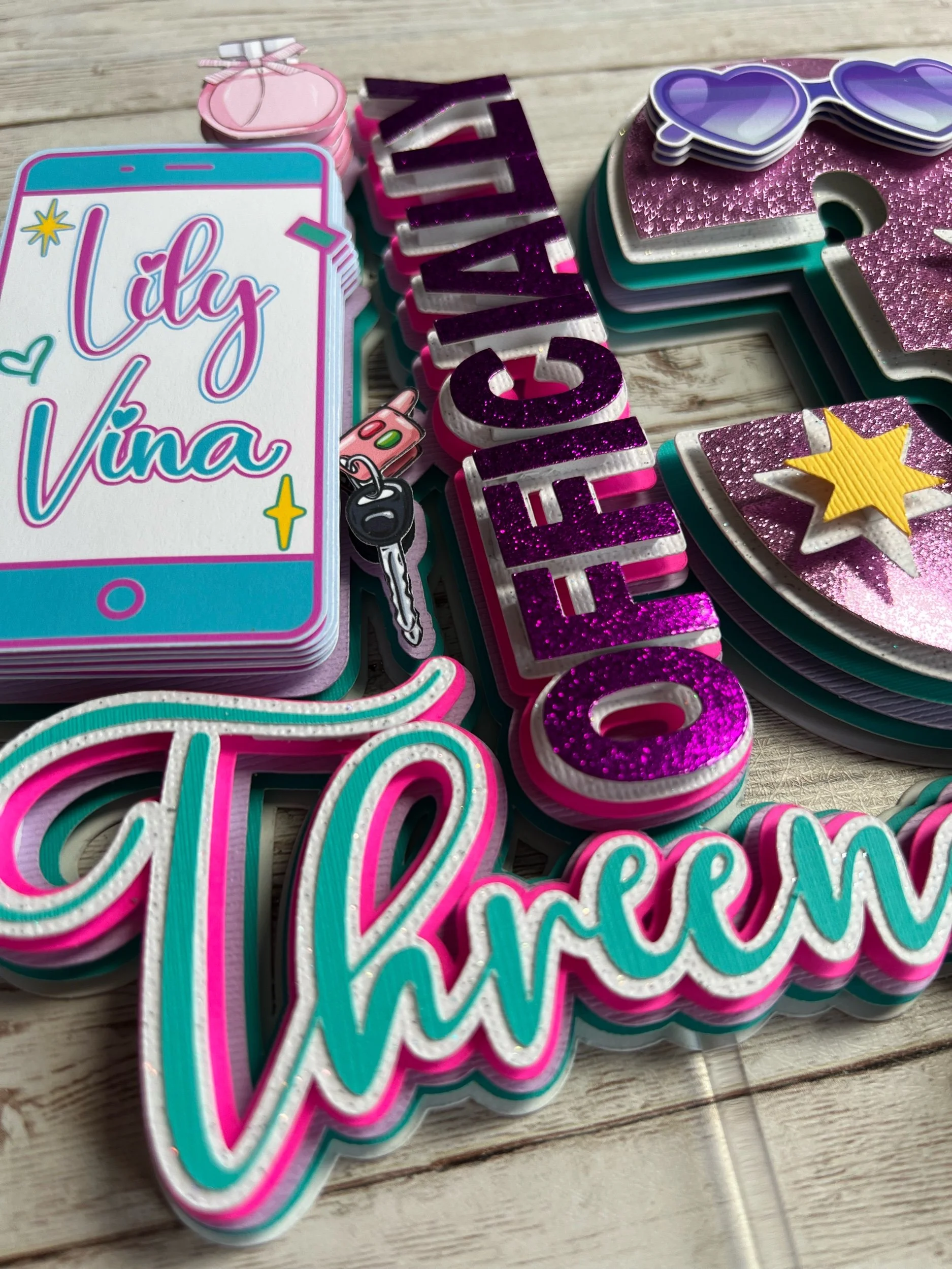 preppy cake topper