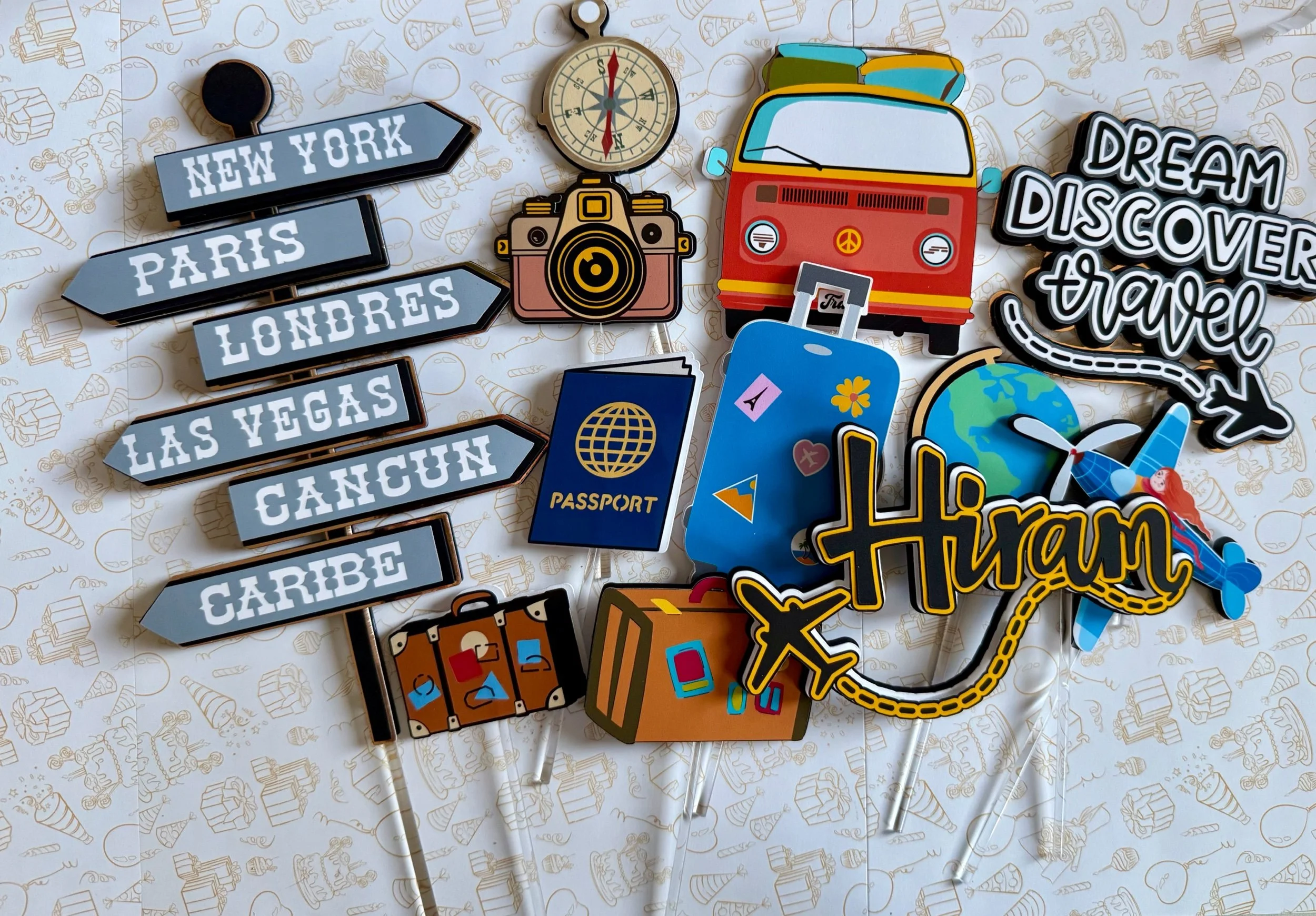 travel cake topper
