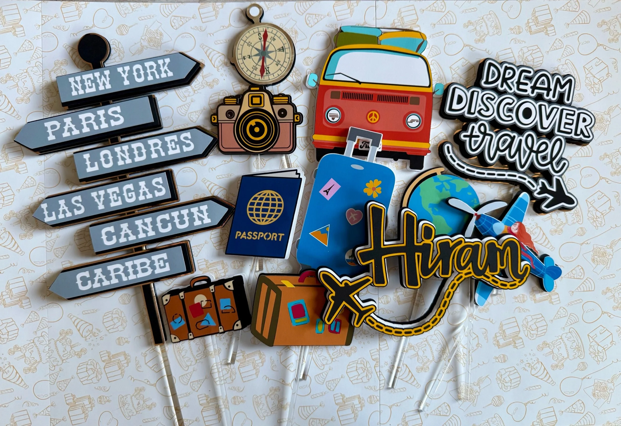 around the world cake topper