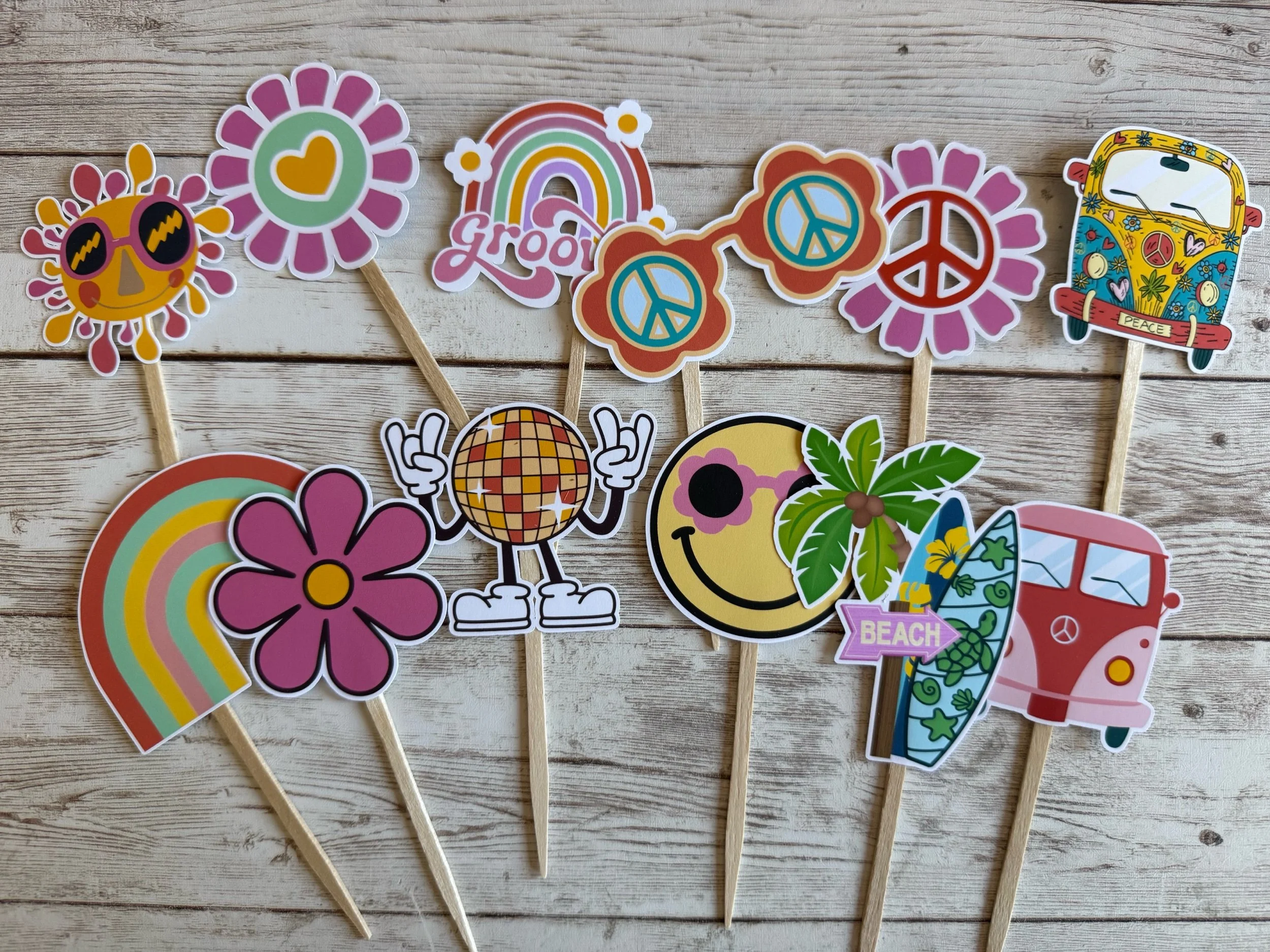 groovy cupcake toppers