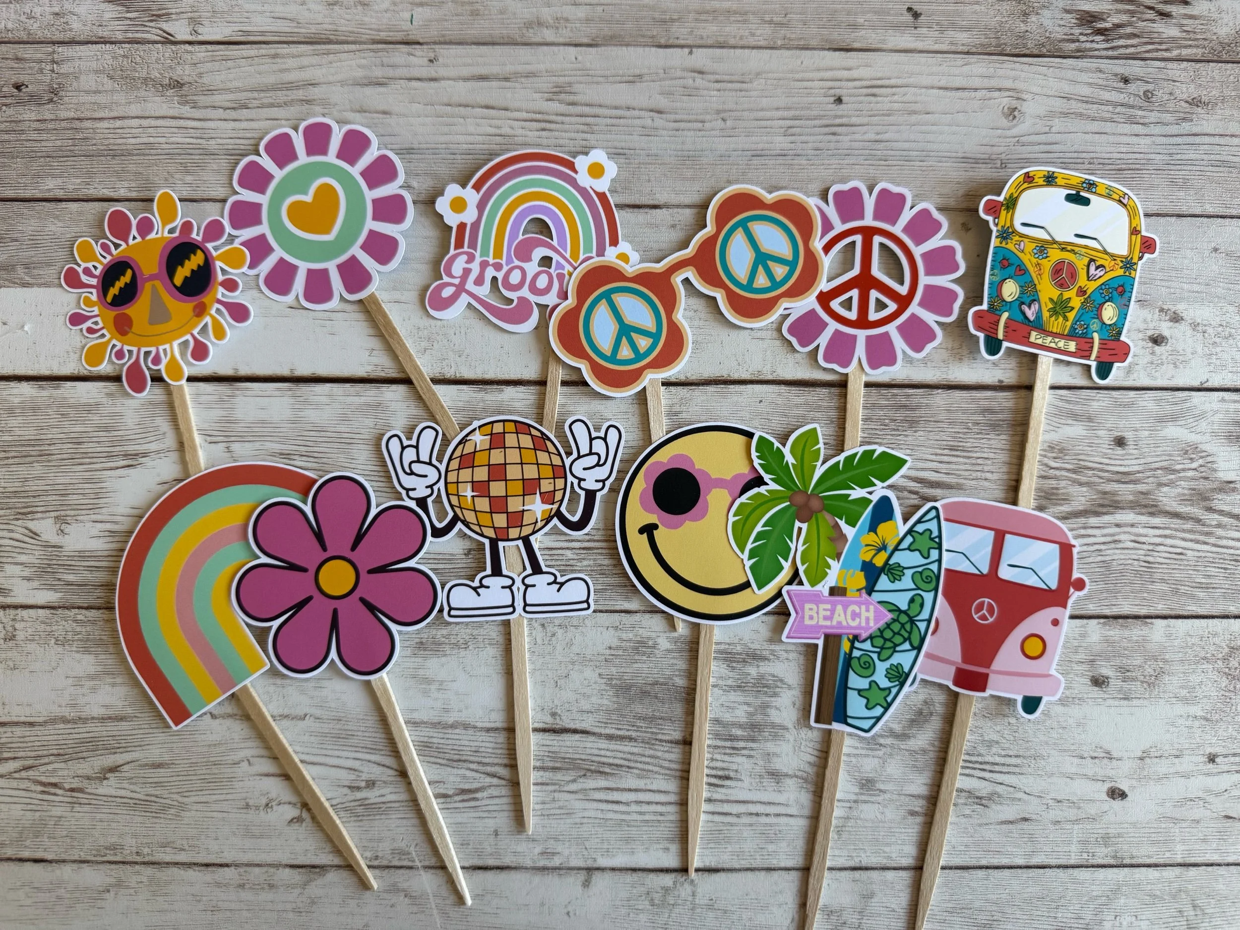 groovy cupcake toppers