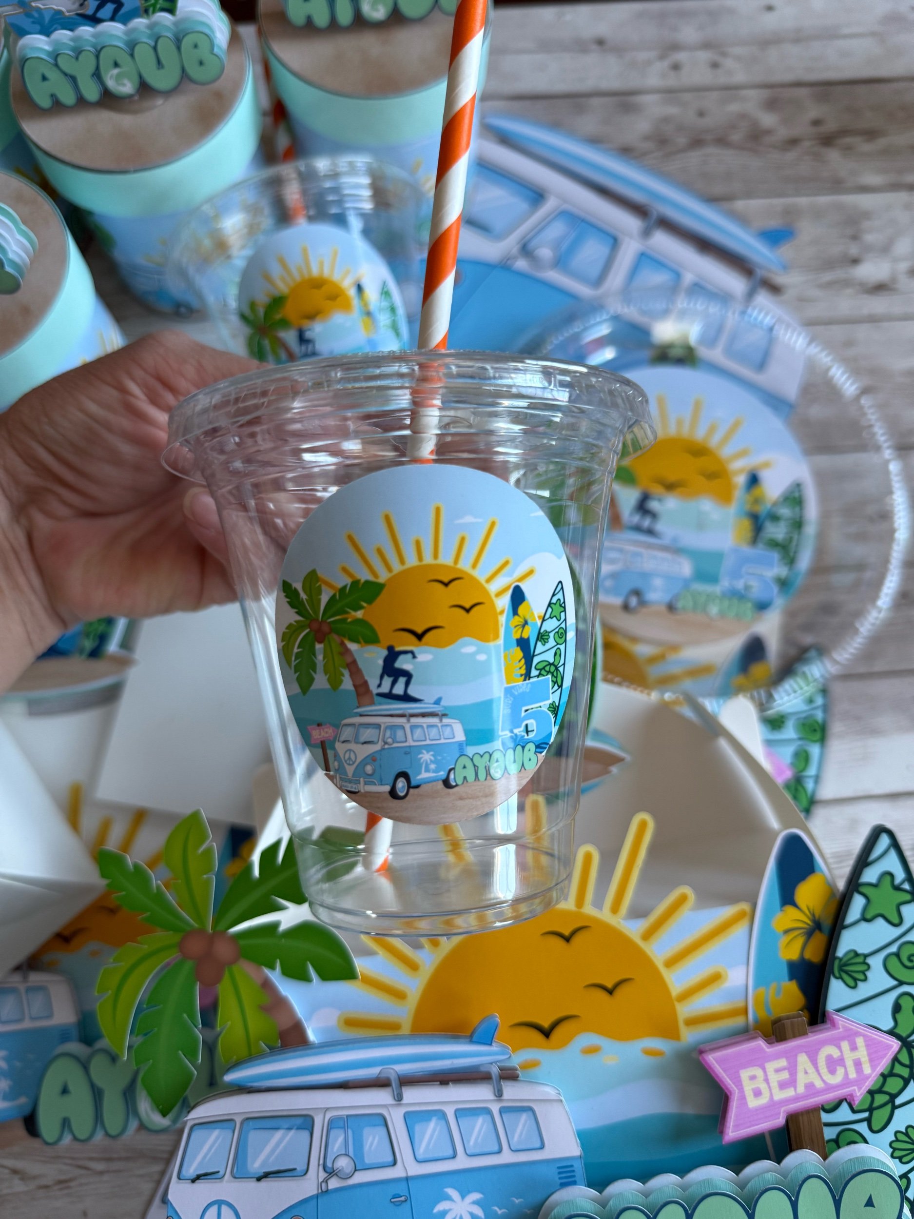 surf up personalized cups