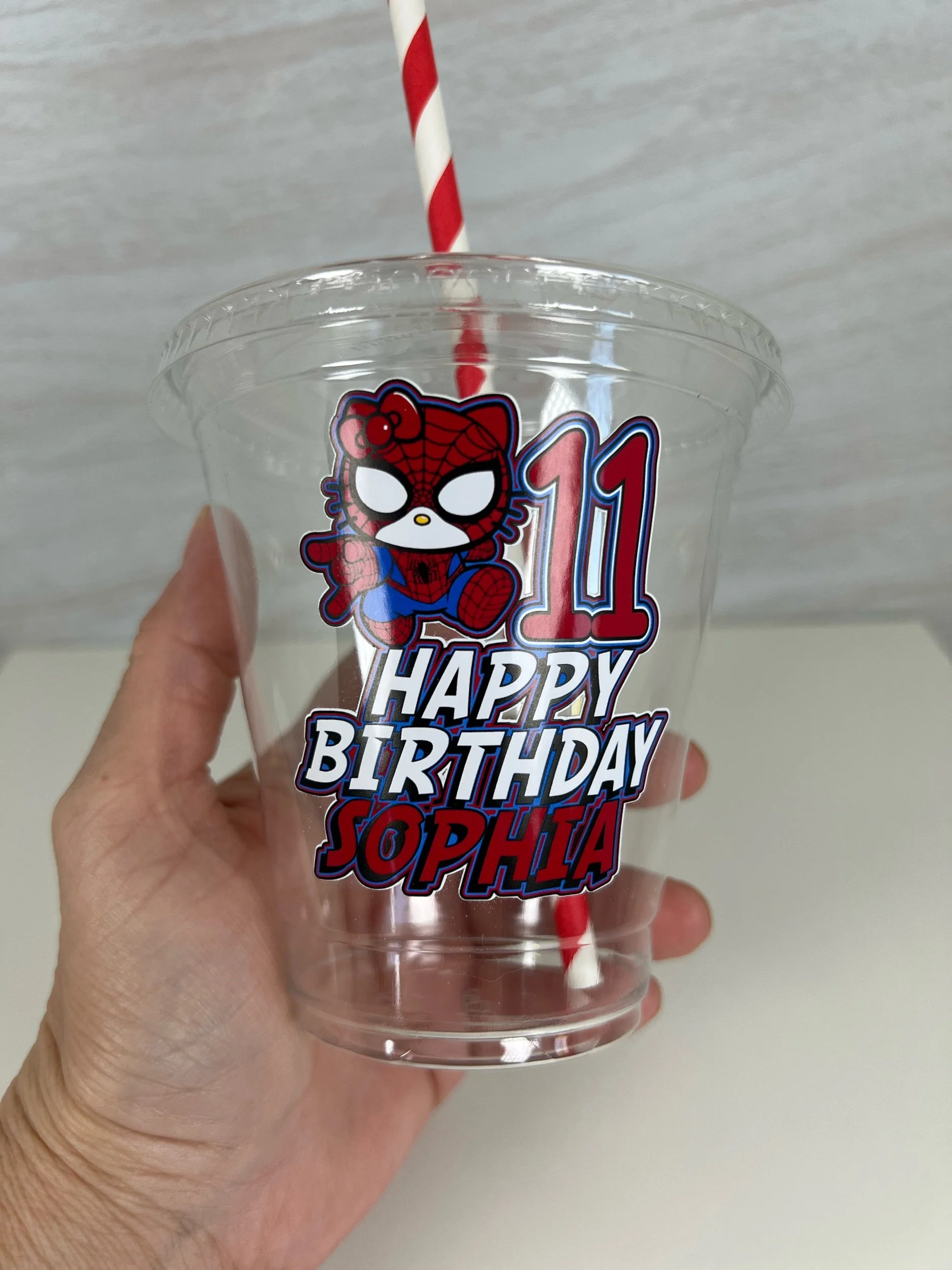 personalized hello kitty Spiderman cups