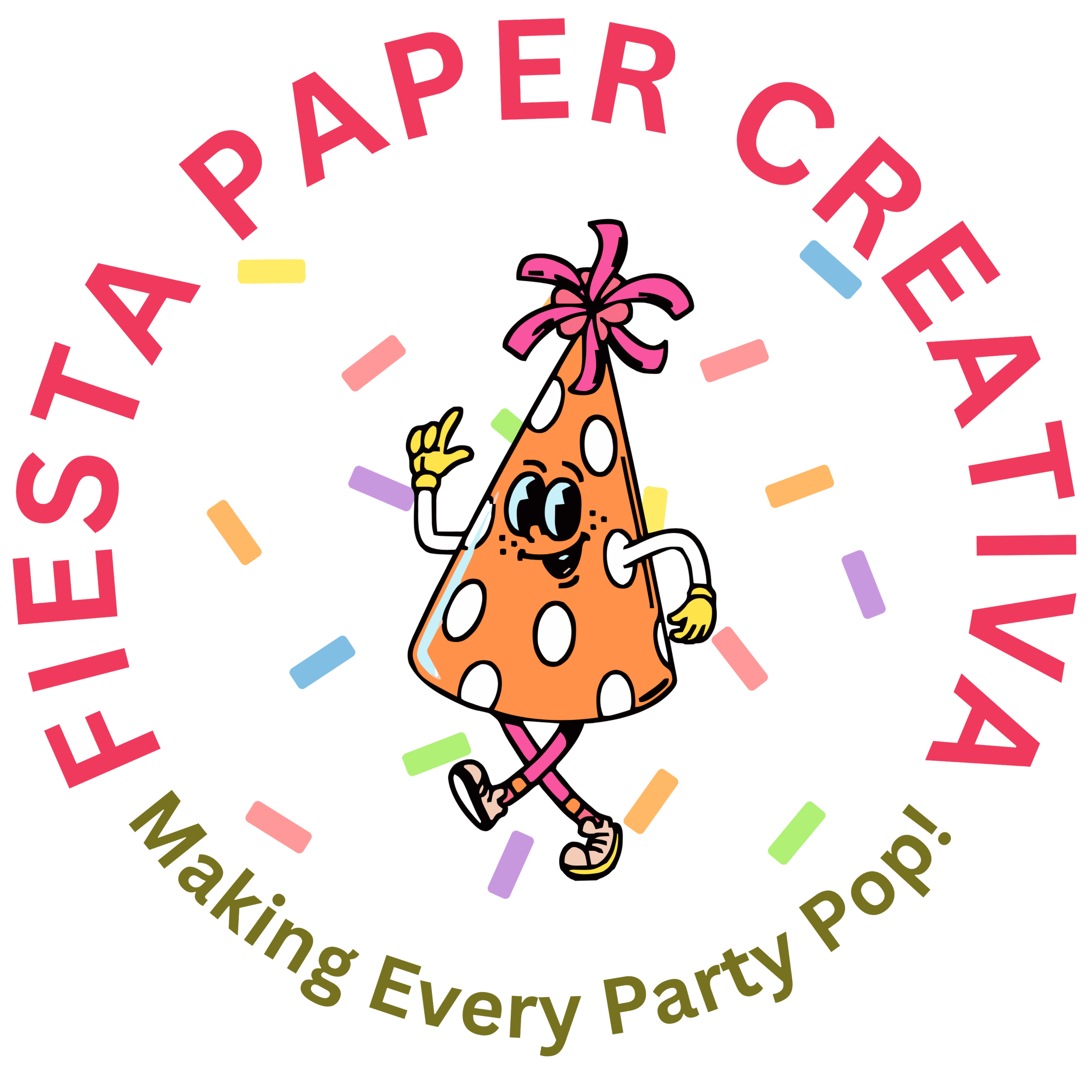 Colorful birthday party scene with a cartoon character wearing a party hat, surrounded by confetti, with text reading 'Happy Birthday' and 'Celebrate Every Party' in a festive style.
