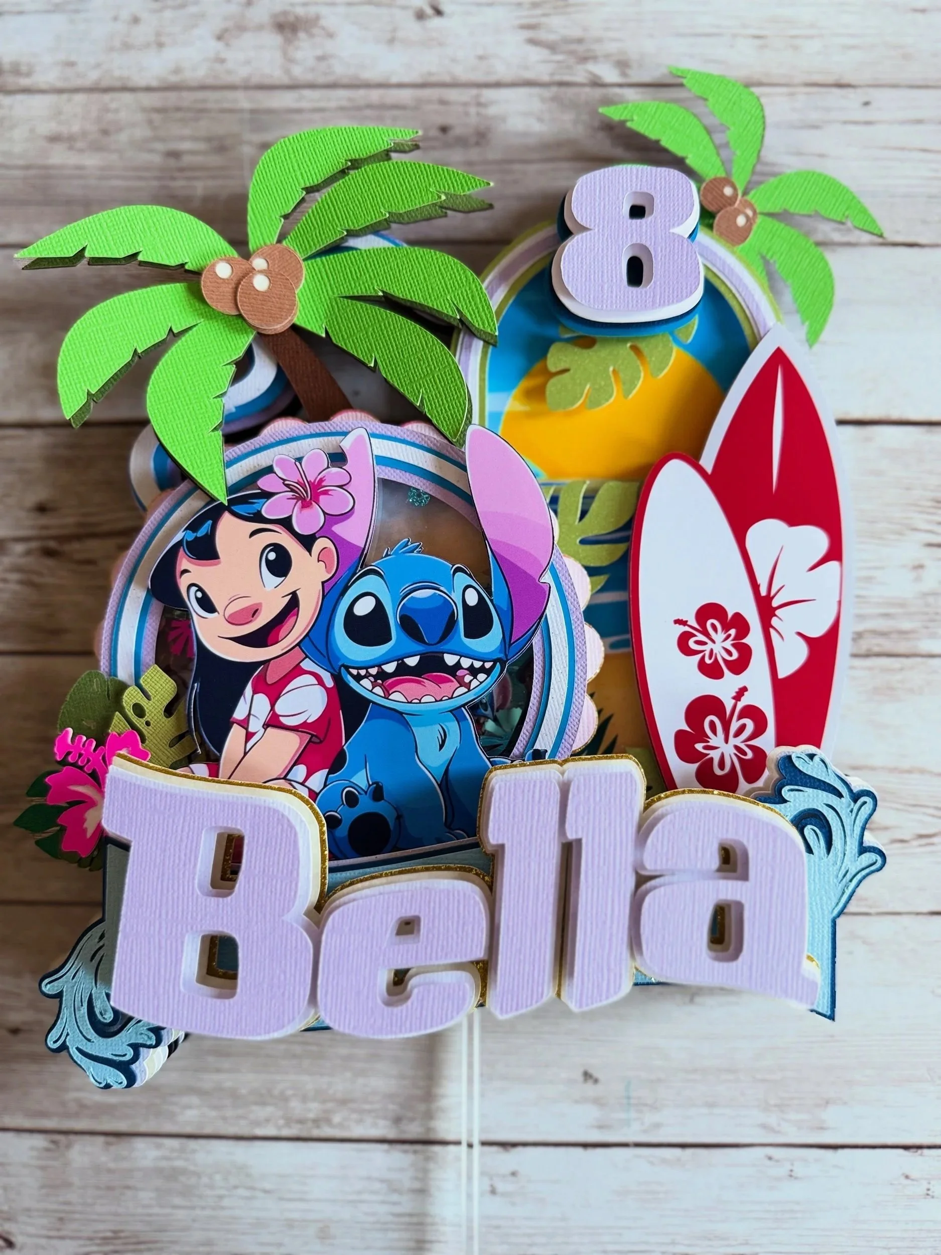 Personalized Stitch Shaker Cake Topper