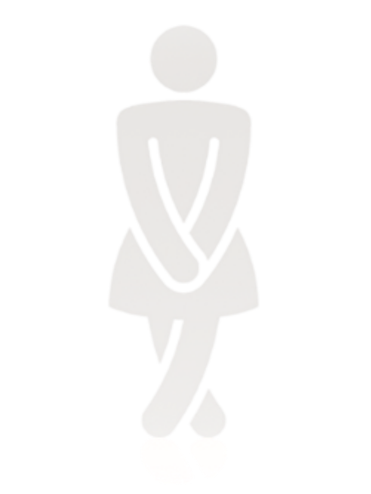 Silhouette of a person standing with crossed legs and hands clasped in front, needing to pee.