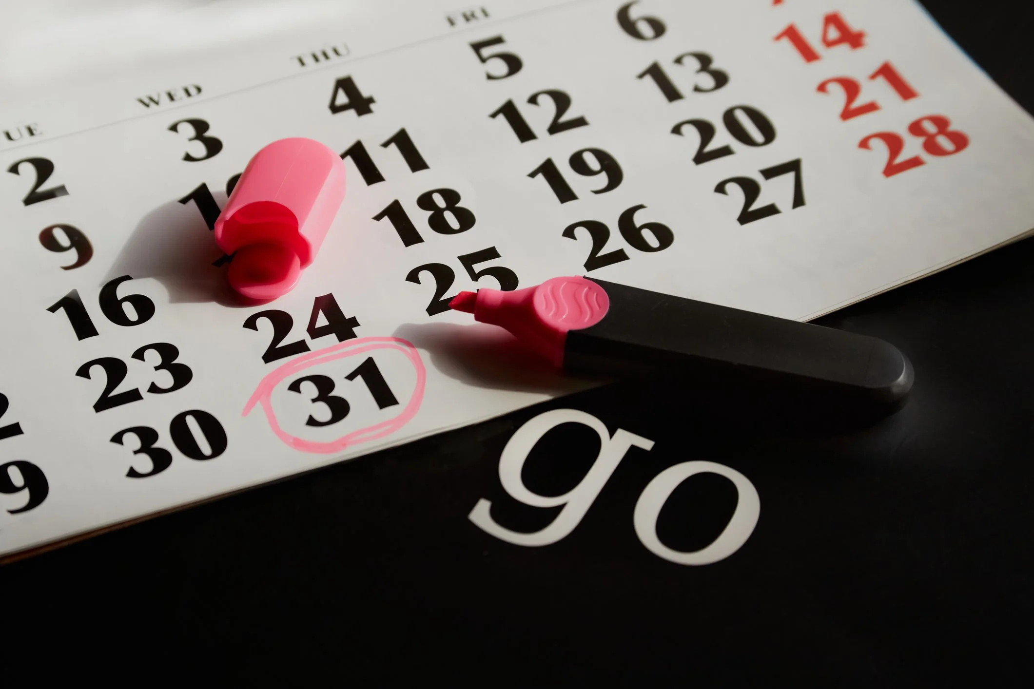 Calendar with a date circled and highlighted, representing a dedicated day of exclusive VSCO Workspace support.