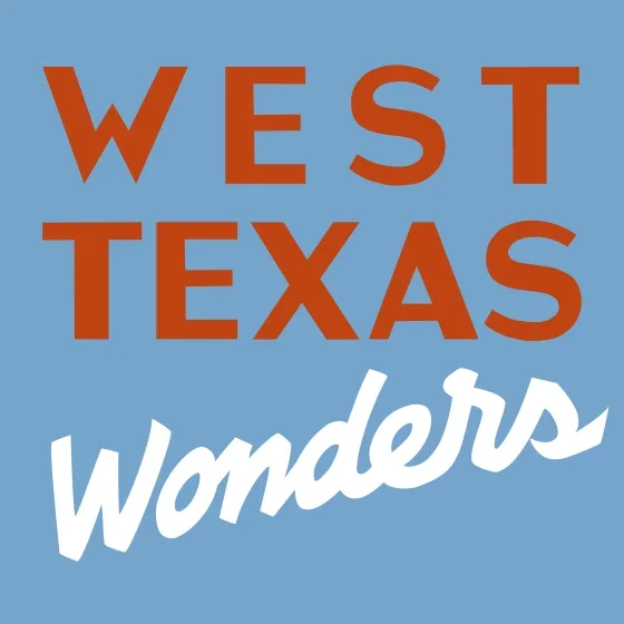 Text graphic with a blue background and white and orange lettering that says 'West Texas Wonders.'