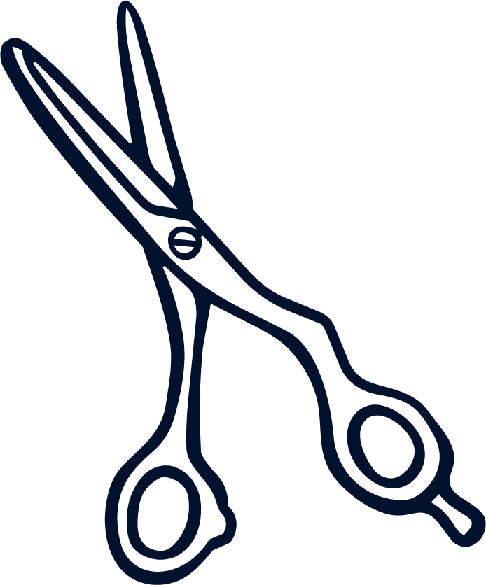 Outline of a pair of scissors.