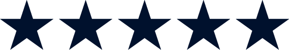 Five blue stars in a horizontal row on a black background.