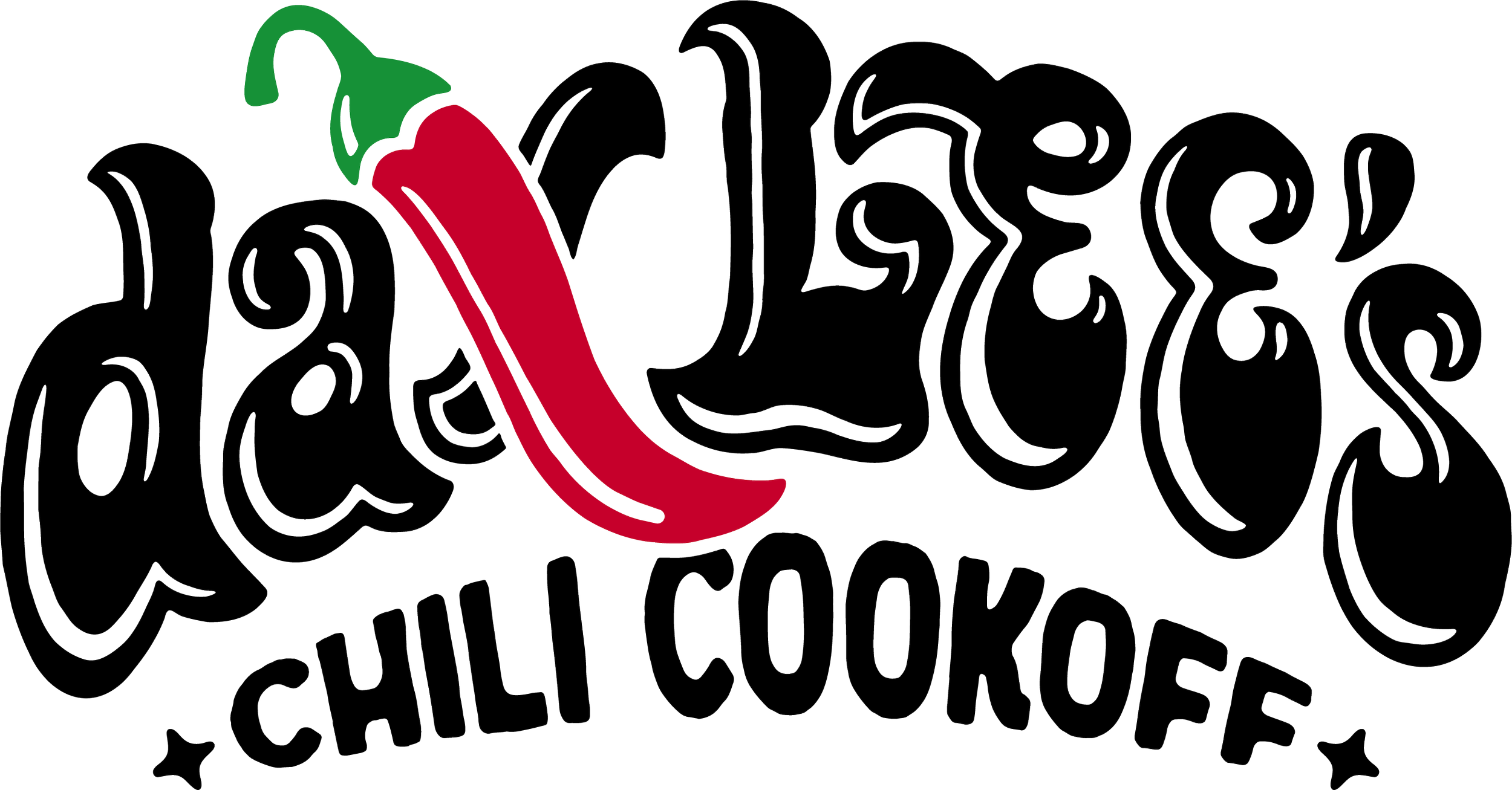 A stylized logo with the words 'Chocolate' and 'Cookies' outlined in black, with a red and green chili pepper graphic on top.