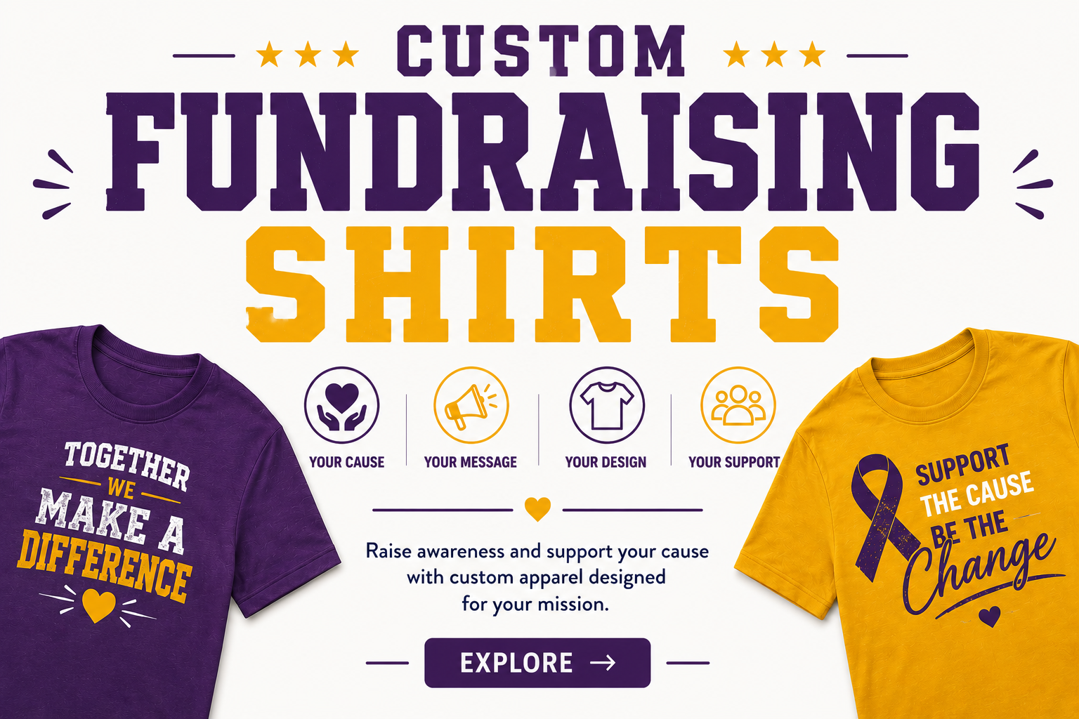 Custom Fundraising Shirts category featuring personalized apparel to help raise awareness and support your cause.