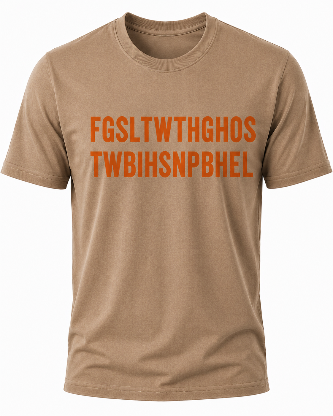 Light Brown Christian T-shirt featuring the "Hidden Message" design inspired by John 3:16, using a hidden acronym to reveal the Gospel message of God's love and salvation through Jesus Christ.