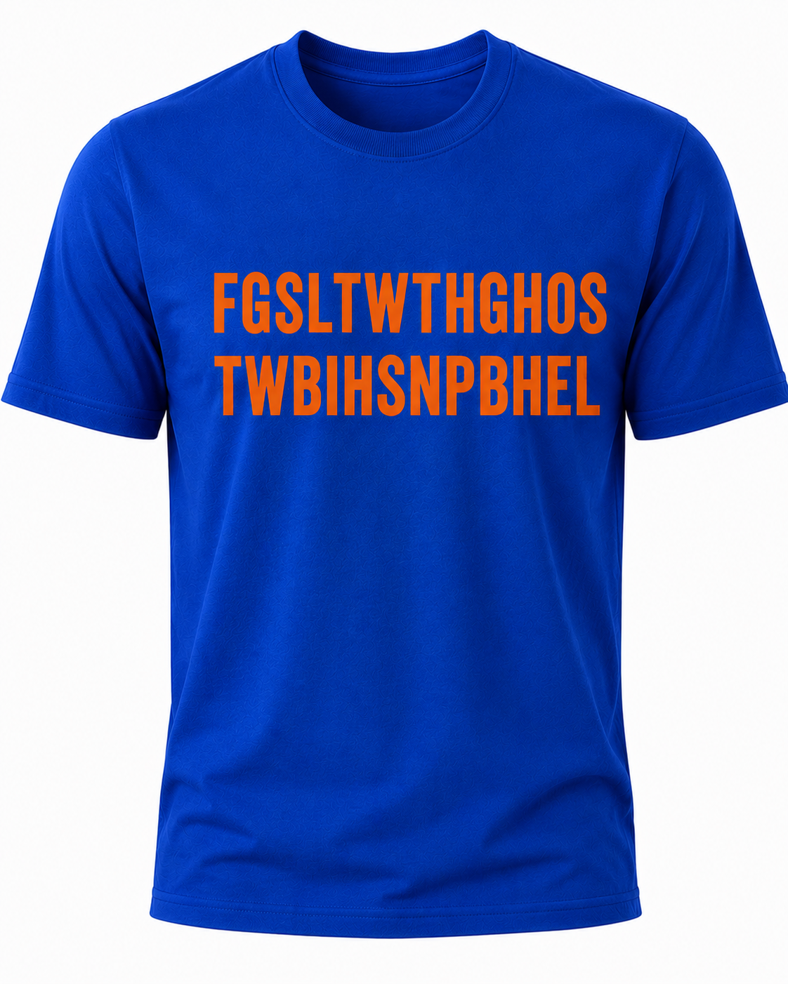 Royal Blue Christian T-shirt featuring the "Hidden Message" design inspired by John 3:16, using a hidden acronym to reveal the Gospel message of God's love and salvation through Jesus Christ.