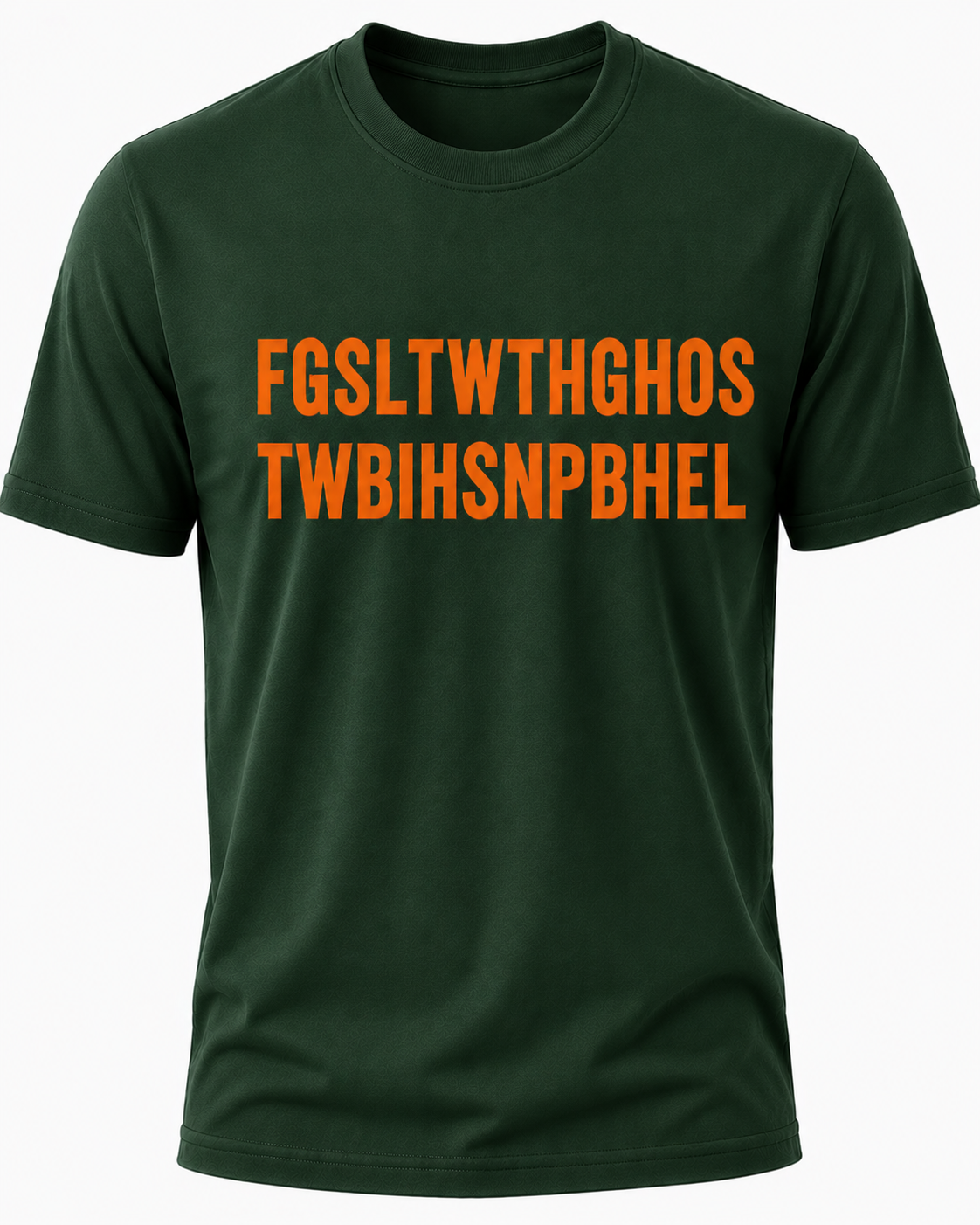 Dark Green Christian T-shirt featuring the "Hidden Message" design inspired by John 3:16, using a hidden acronym to reveal the Gospel message of God's love and salvation through Jesus Christ.