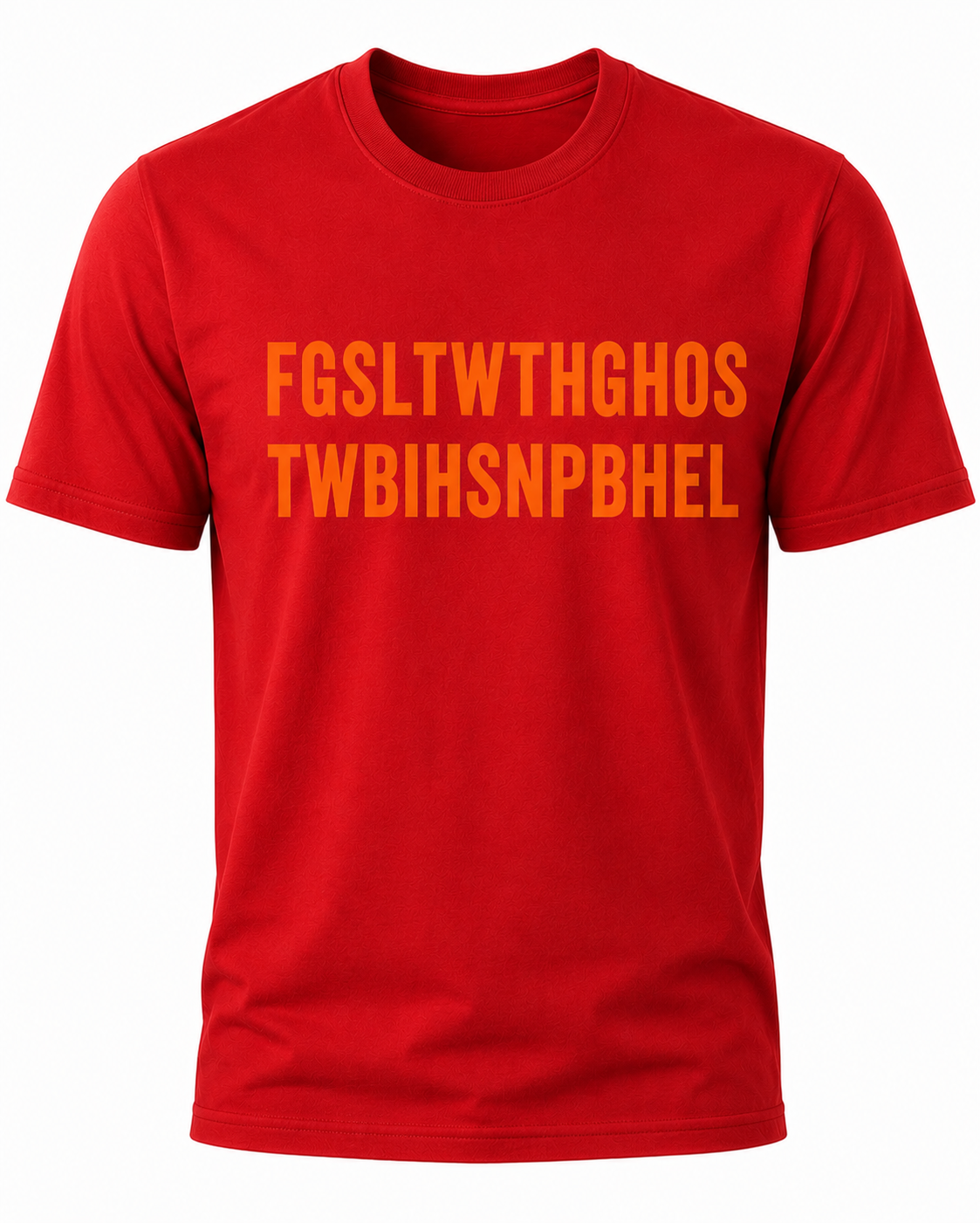 Red Christian T-shirt featuring the "Hidden Message" design inspired by John 3:16, using a hidden acronym to reveal the Gospel message of God's love and salvation through Jesus Christ.