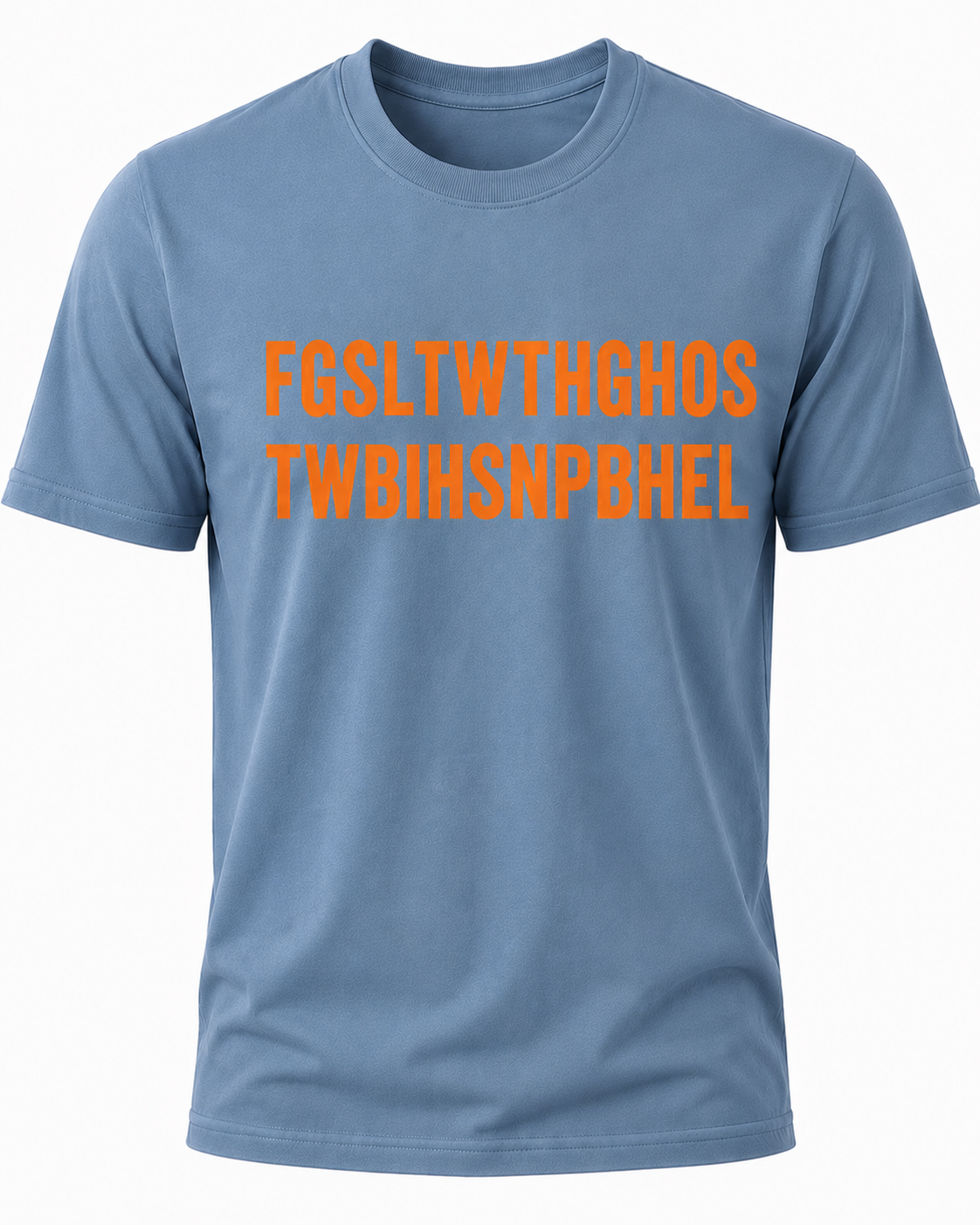 Dusty Blue Christian T-shirt featuring the "Hidden Message" design inspired by John 3:16, using a hidden acronym to reveal the Gospel message of God's love and salvation through Jesus Christ.