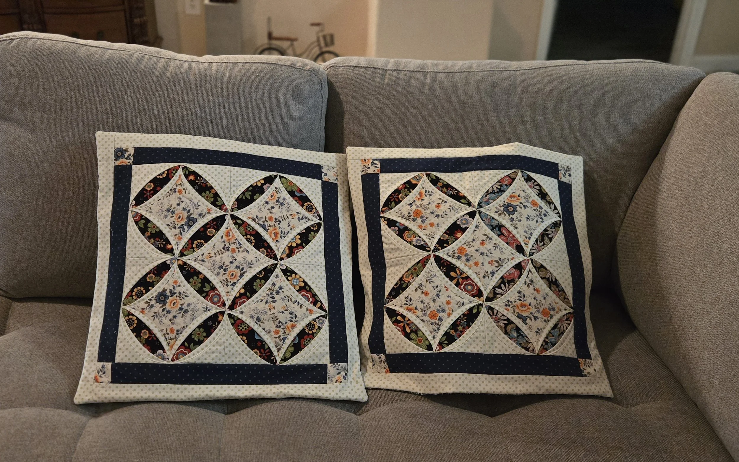 Cathedral window design pillow cover