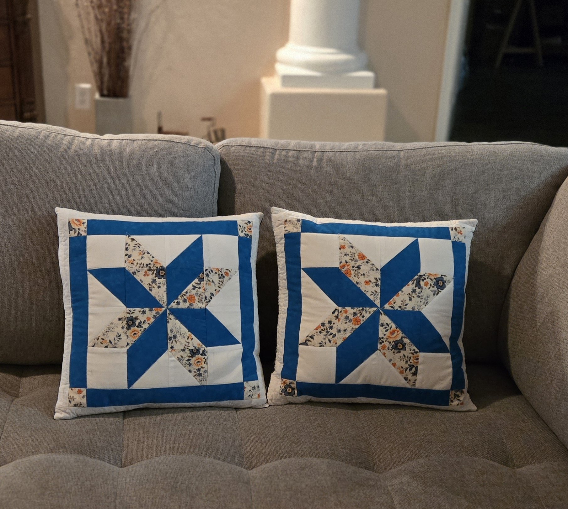 Star design quilt pillow cover