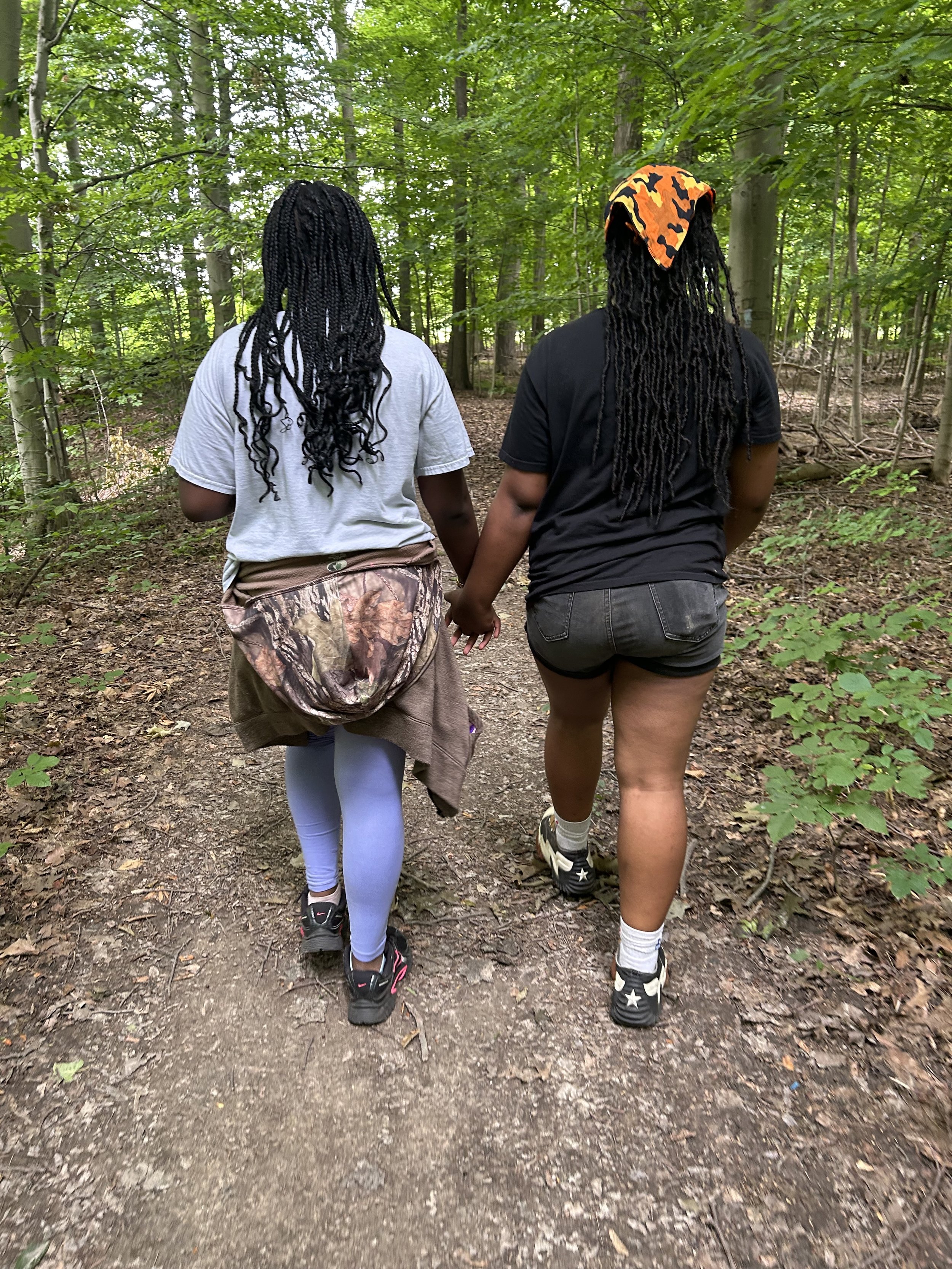 Taking a hike in Forest Hill Park during June's Stories in Nature. 