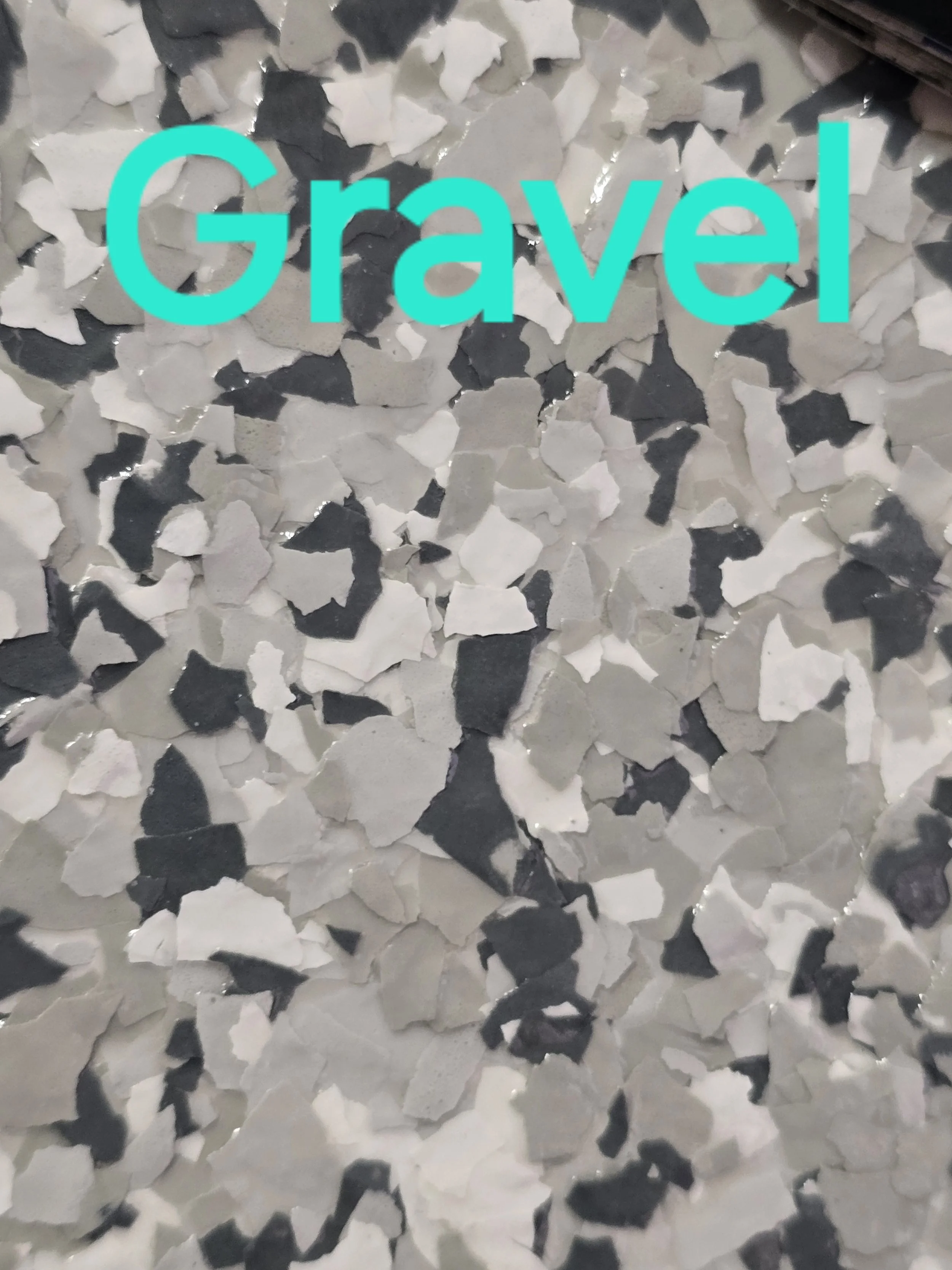 Gravel colored vinyl flakes