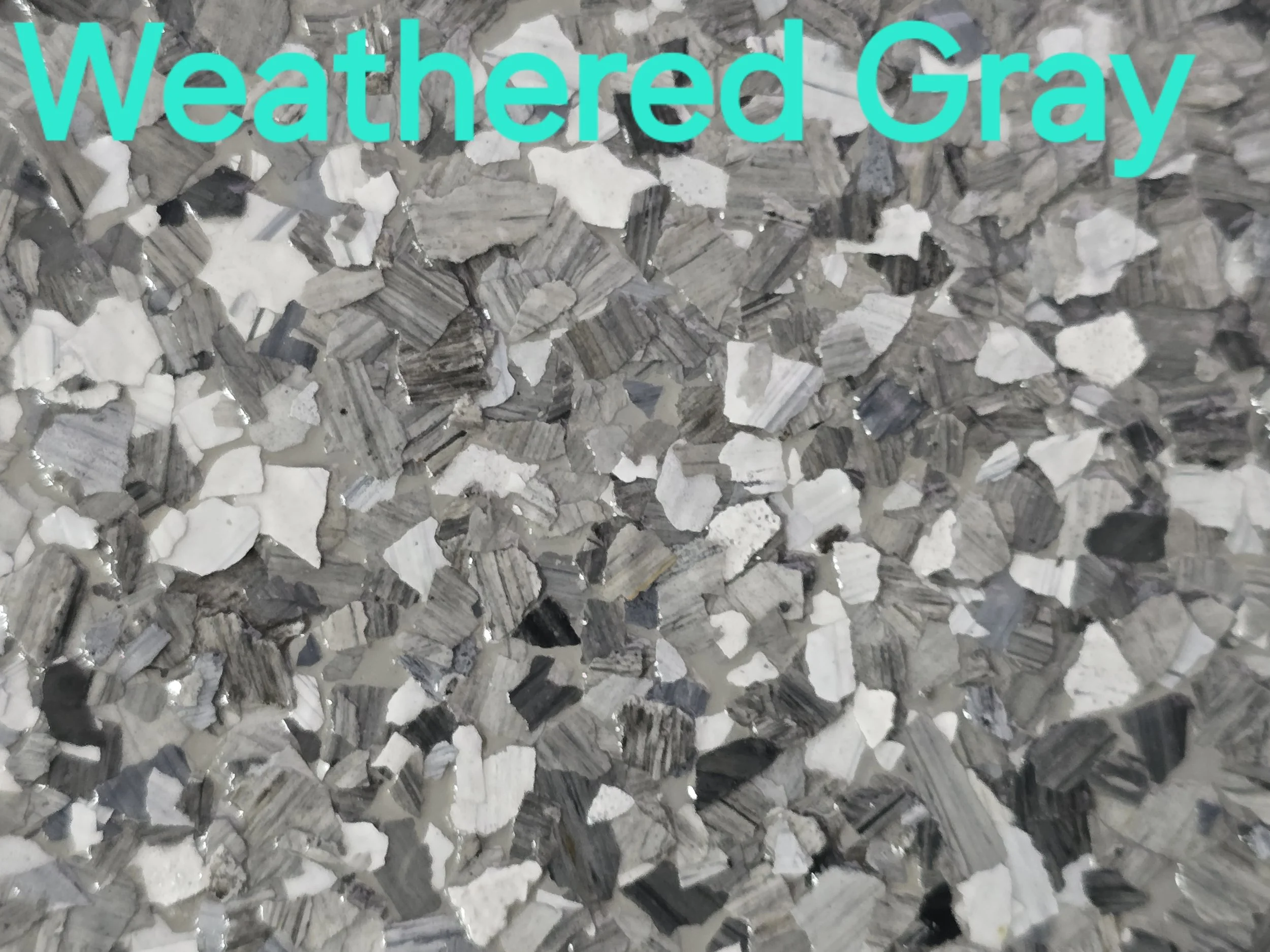 Weathered Gray colored vinyl flakes