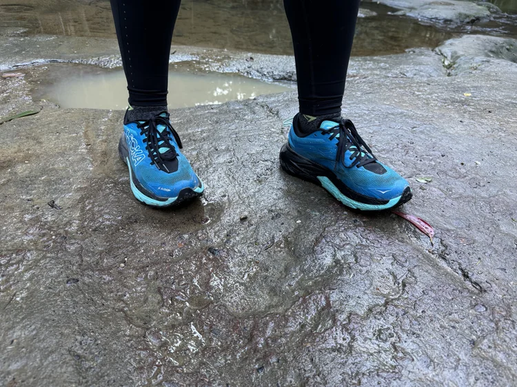 Speed 5 on wet rock slab by the creek