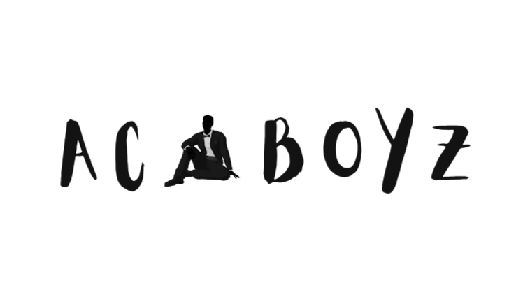The image shows the word 'ACA BOYZ' with a silhouette of a man standing between the letters 'A' and 'B'.