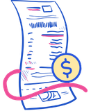 A mobile phone with a dollar sign coin next to it, connected by a pink arrow, indicating mobile financial or banking service.