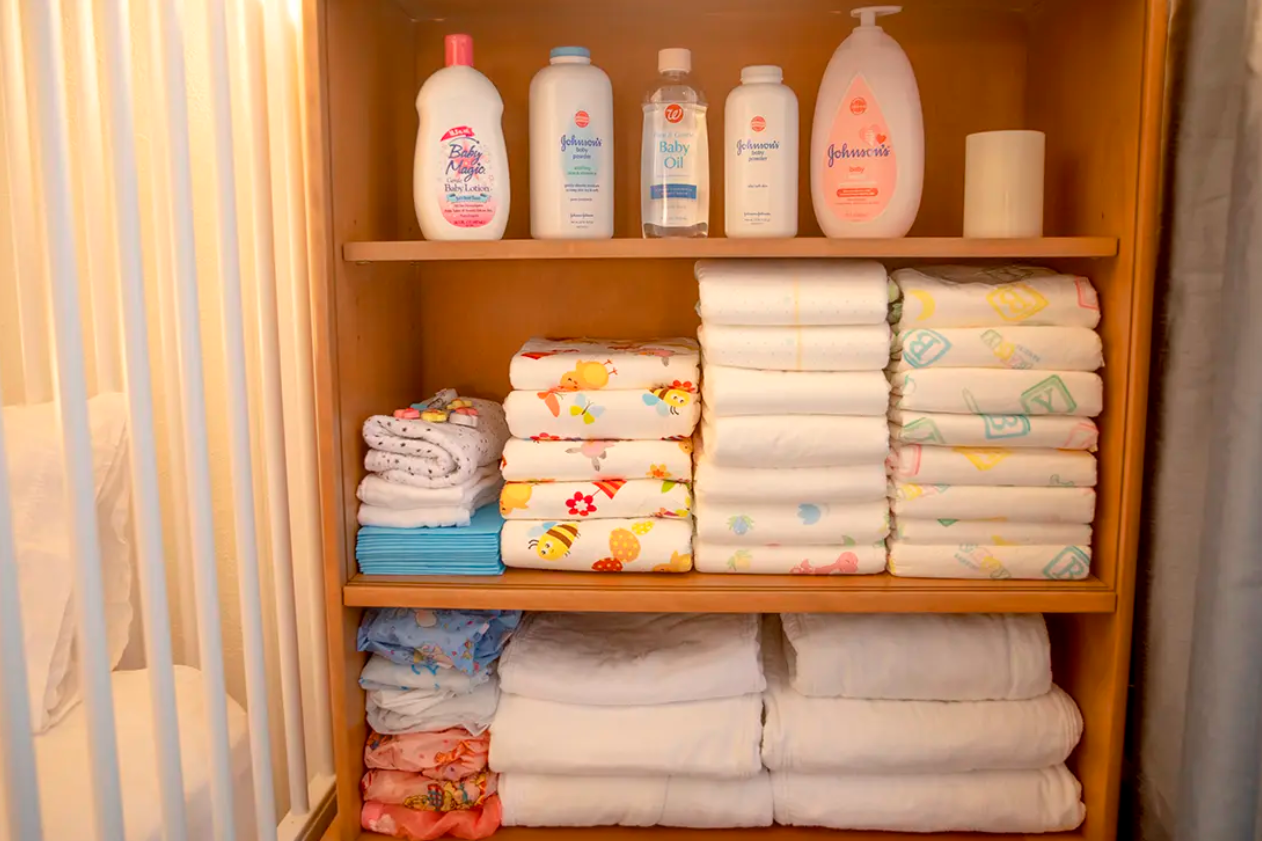 Nursery diapers include disposables from brands like Bambino, Northshore, and Kiddo, as well as cloth.
