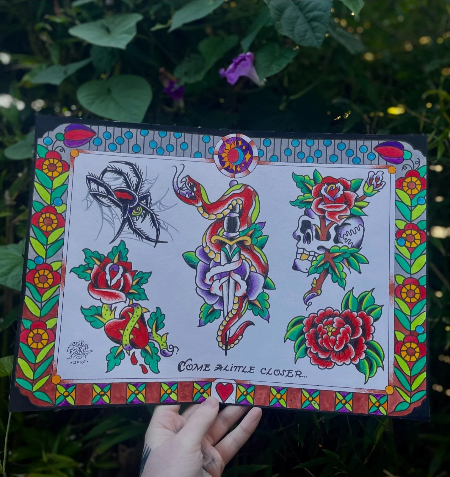 I made this! 

This one took me a while to get around to finishing but hey it is what it is! A couple of designs all available to be tattooed! 
Snakes, roses and garden critters, from me to you.

If you see something you like, send me a DM or follow 