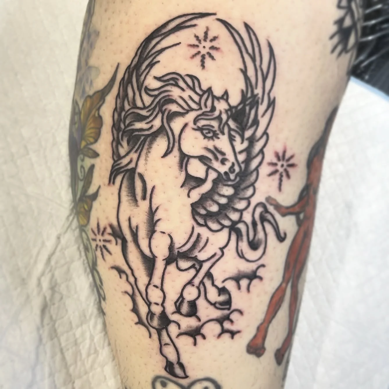 Majestic winged unicorn! 💫
Lines and black for now, colour next session.

@joya_tattoocollective 💎 
Please DM or follow the link in my bio for enquiries. 
.
.
.
#unicorntattoo #pegasustattoo #traditionaltattoo #fantasytattoo #mythologytattoo #black
