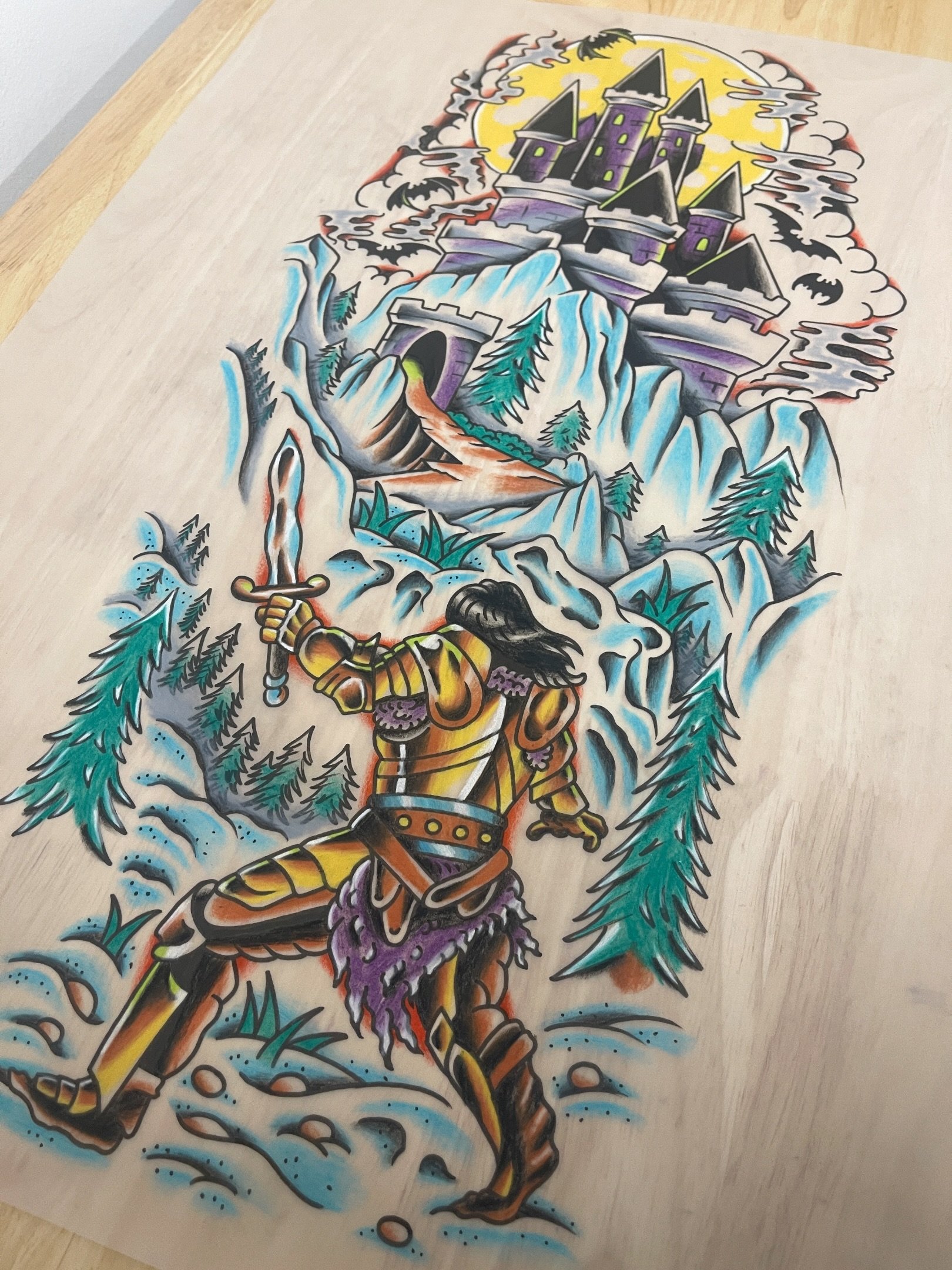 BEST SERVED COLD! 
🥶 🏰 🗡️

I had an absolute blast drawing this one up and can&rsquo;t wait to tattoo it -  I couldn&rsquo;t wait to share it with you all though.
This radiant guardian is spoken for, but I would love to do more large scale fantasy