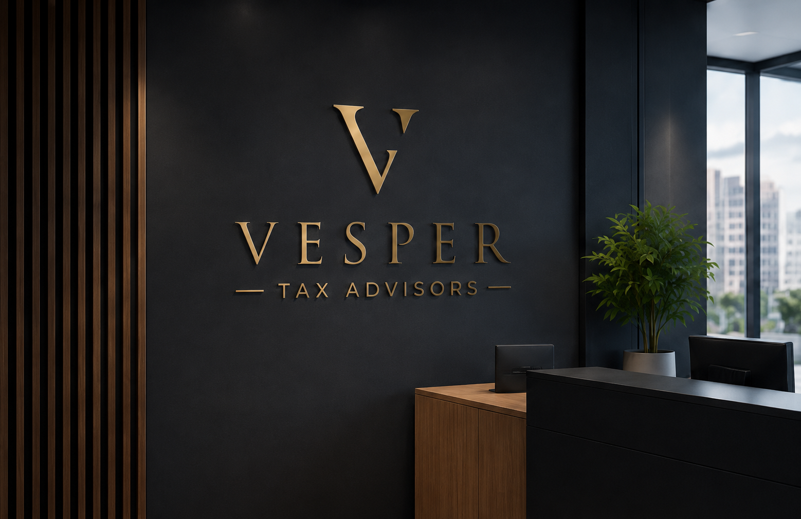 Modern virtual CPA firm office representing Vesper Tax Advisors.