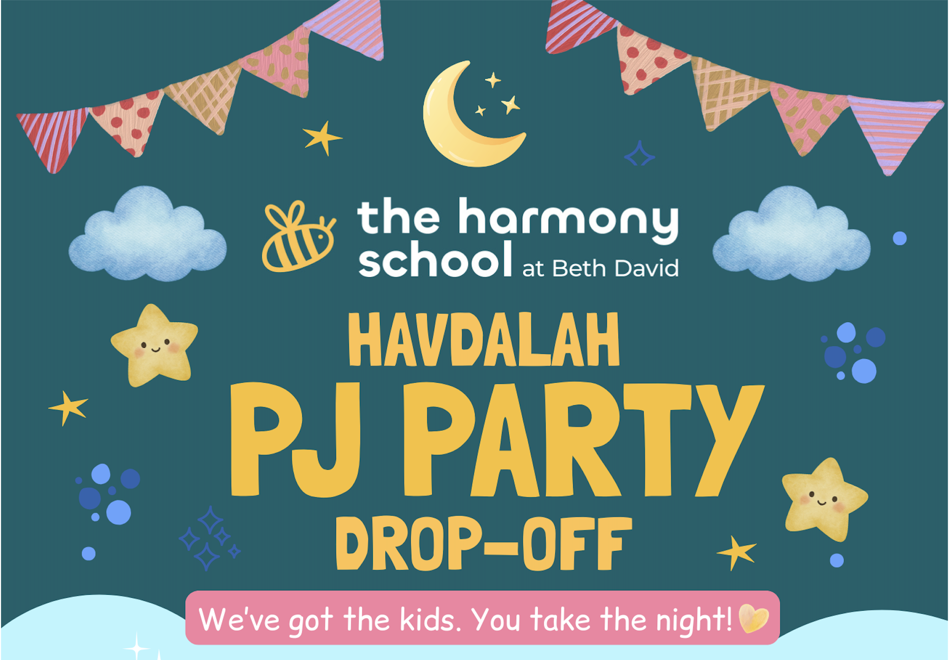 Saturday 4-8pm: Havdalah PJ Party (Monthly)