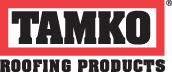 Tamko logo with black text on a red background