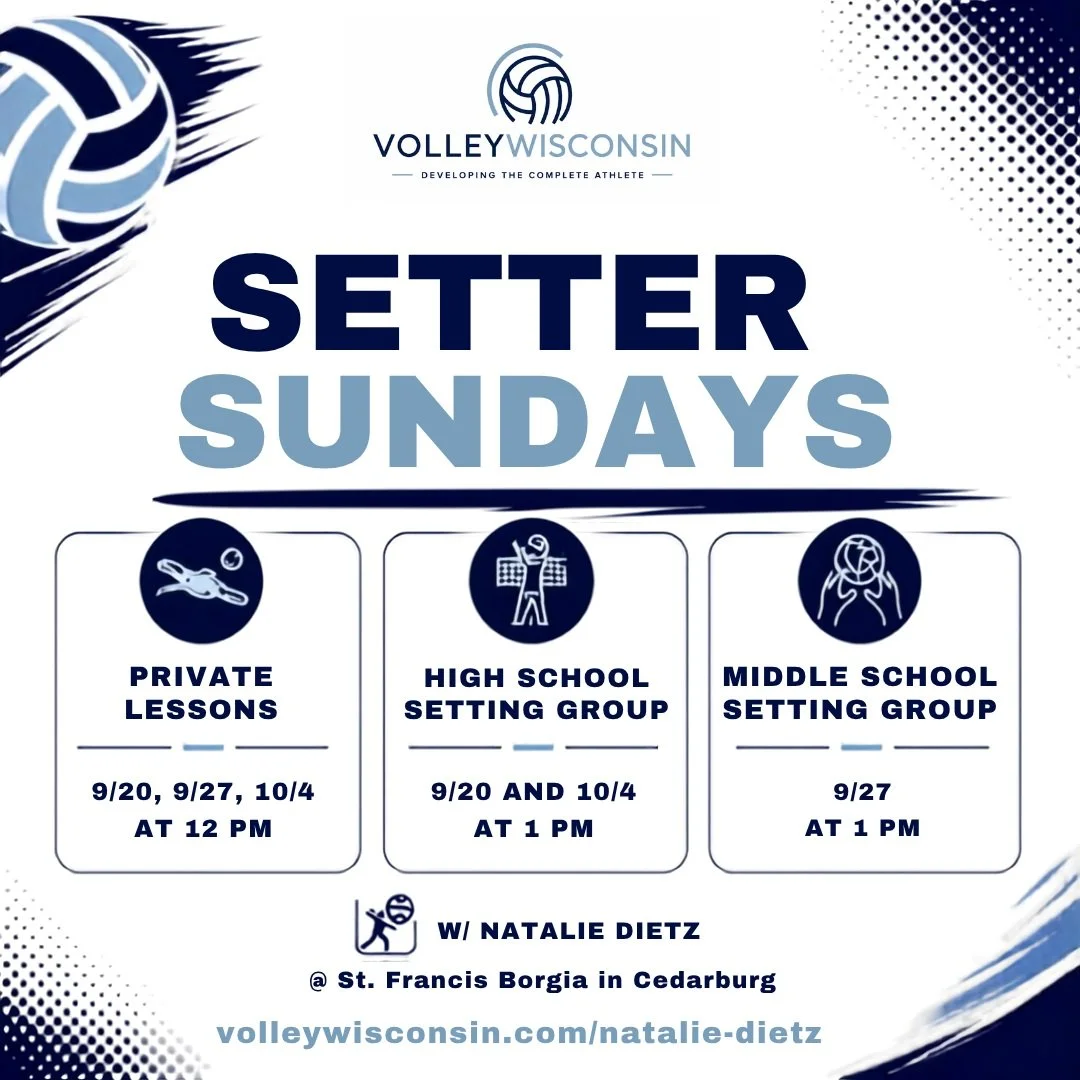 🏐 SETTER SUNDAYS are here! 🏐

Calling all setters! Join us this fall for focused setting training designed to build confidence, consistency, decision-making, and game-ready skills. 💪

📍 Cedarburg &mdash; St. Francis Borgia
&bull; Private lessons: