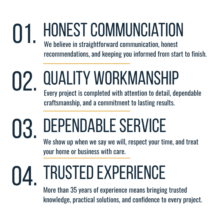 Rentmeister Electric values: honest communication, quality workmanship, dependable service, and trusted experience.