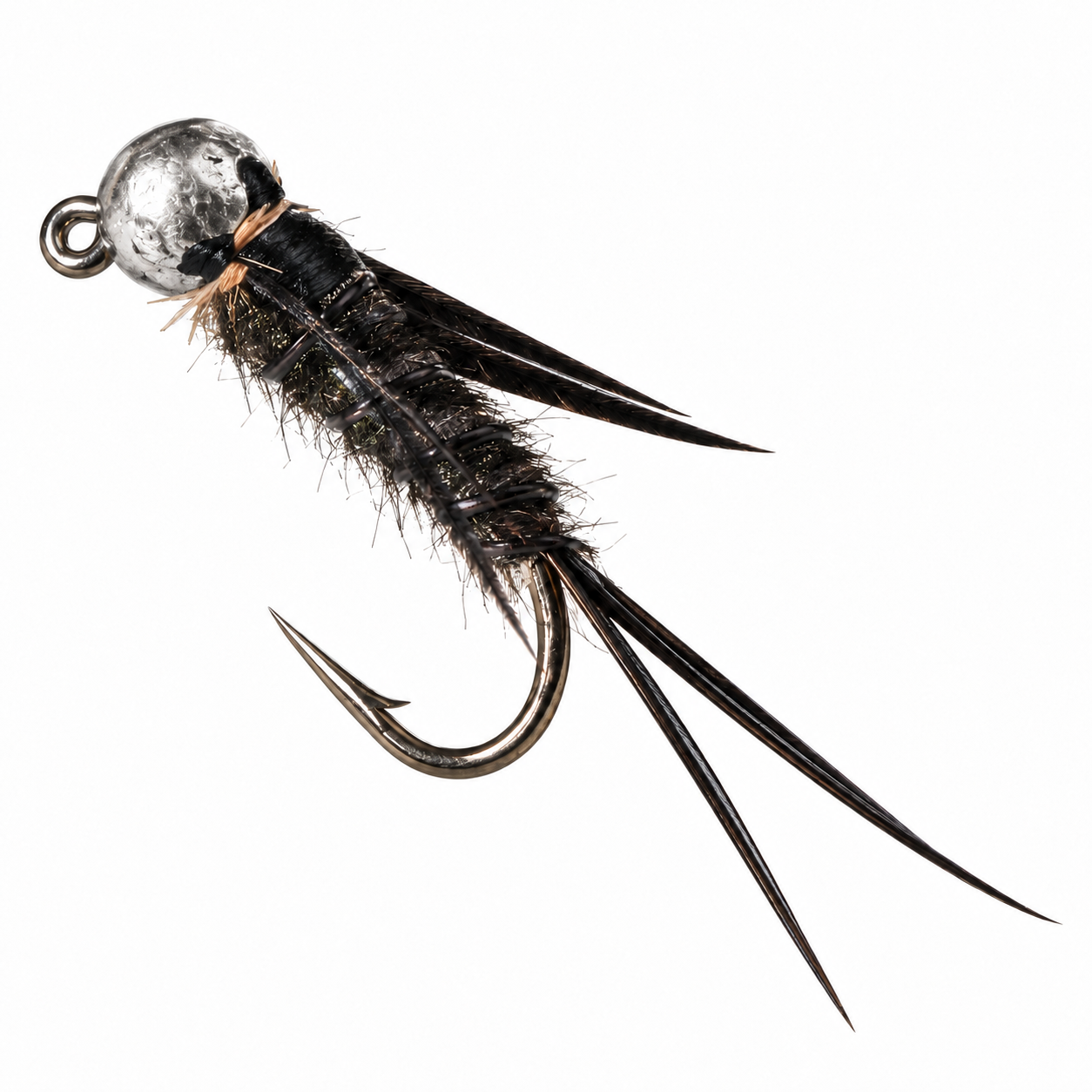 Silver Bead Tungsten Black Stone Fly