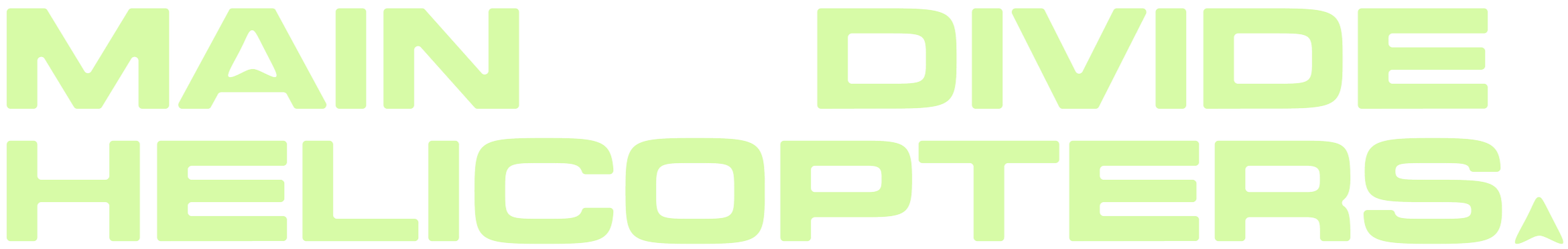 Text in bright green letters on a black background reading 'Main Dvd Helicoopters'.