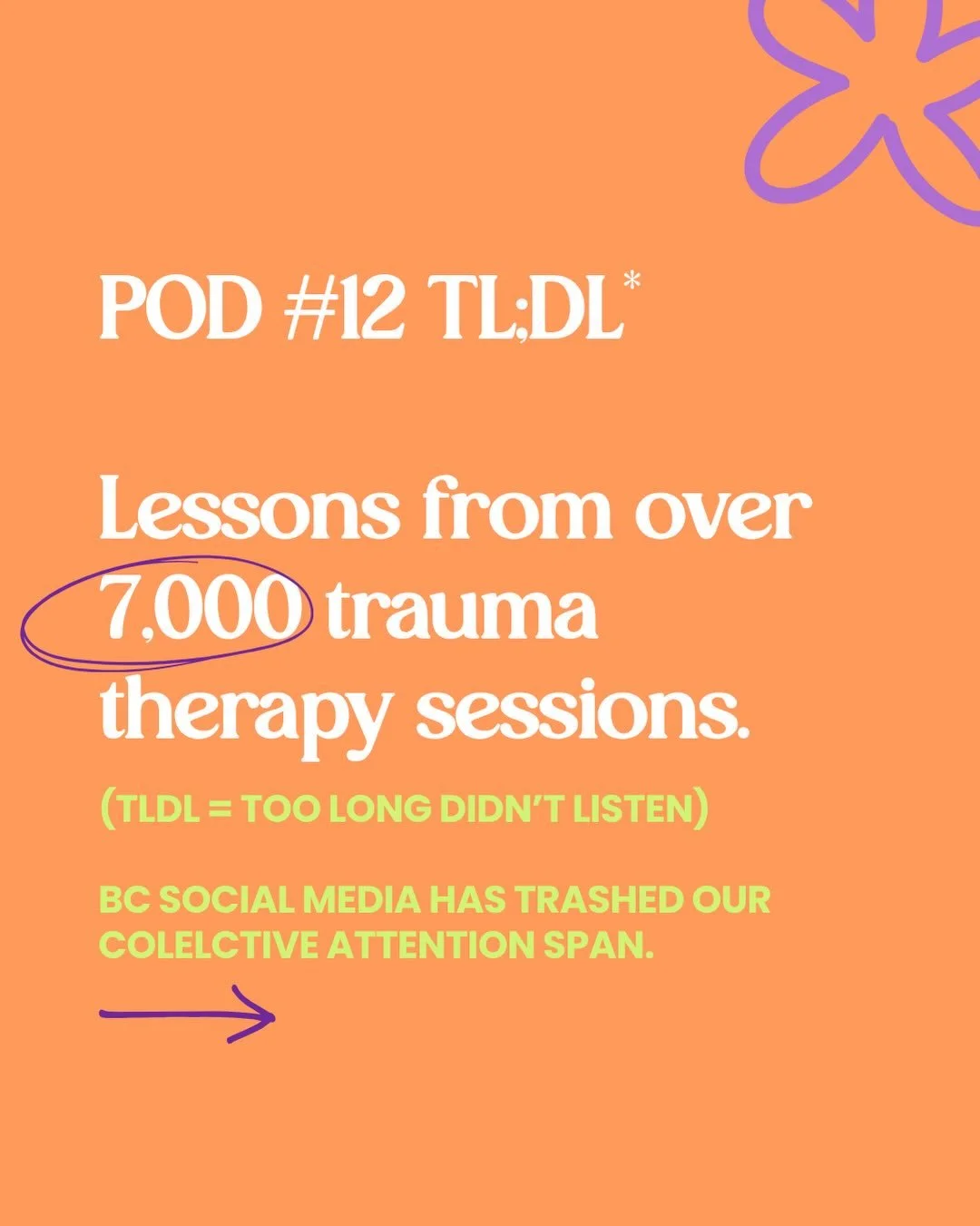 A very (very) brief summary of todays pod release. 

Over a thousand downloads 🥹 THANK YOUUUU to everyone who listened! 

I have so much coming. New branding (bye bye orange and LIME), new websites, new offerings. Im actually busting with excitement